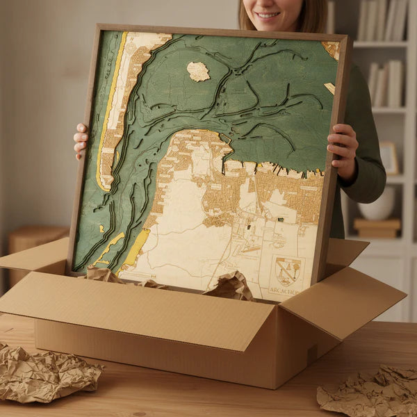 ARCACHON 3D WOODEN WALL MAP - Version