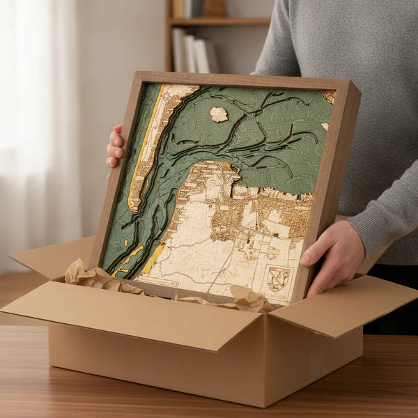ARCACHON 3D WOODEN WALL MAP - Version S