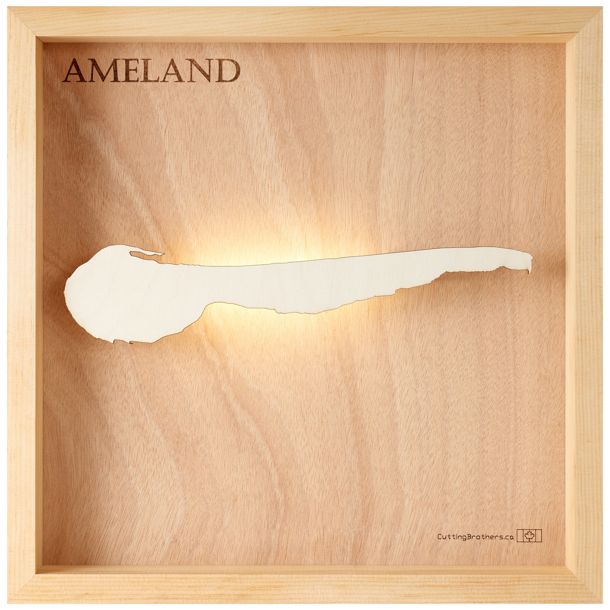 AMELAND LIGHT WOODEN WALL MAP - Version S