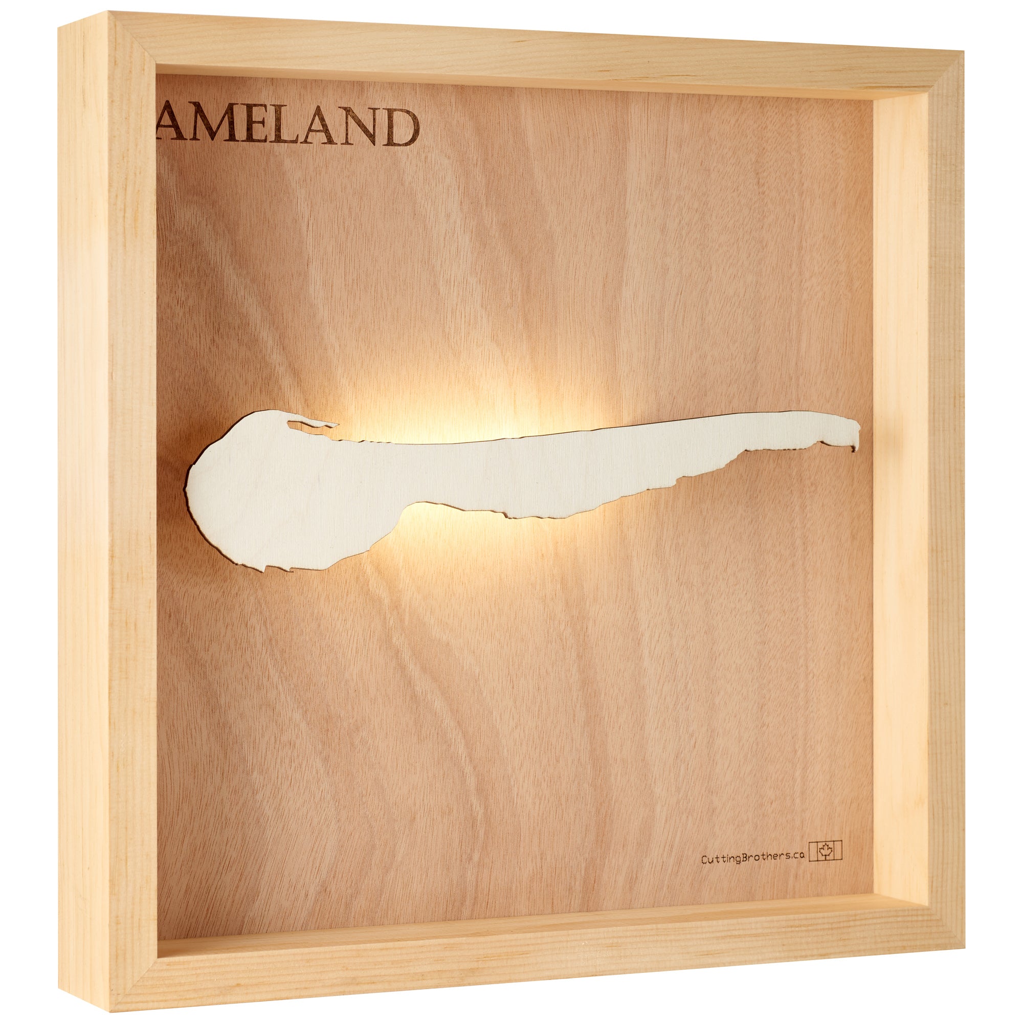 AMELAND LIGHT WOODEN WALL MAP - Version S