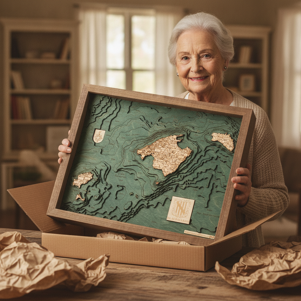 BALEARIC ISLANDS 3D WOODEN WALL MAP - Version S