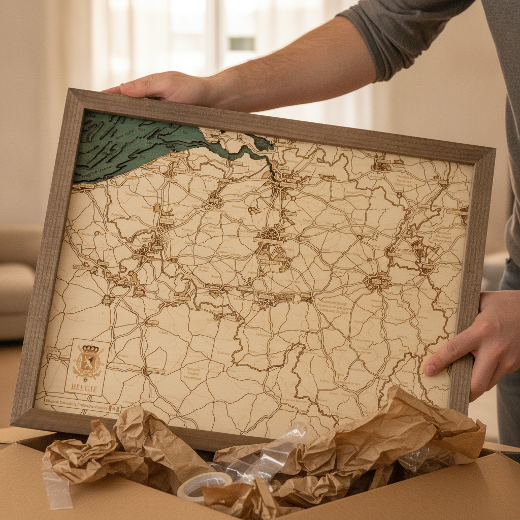 BELGIUM 3D WOODEN WALL MAP - Version S
