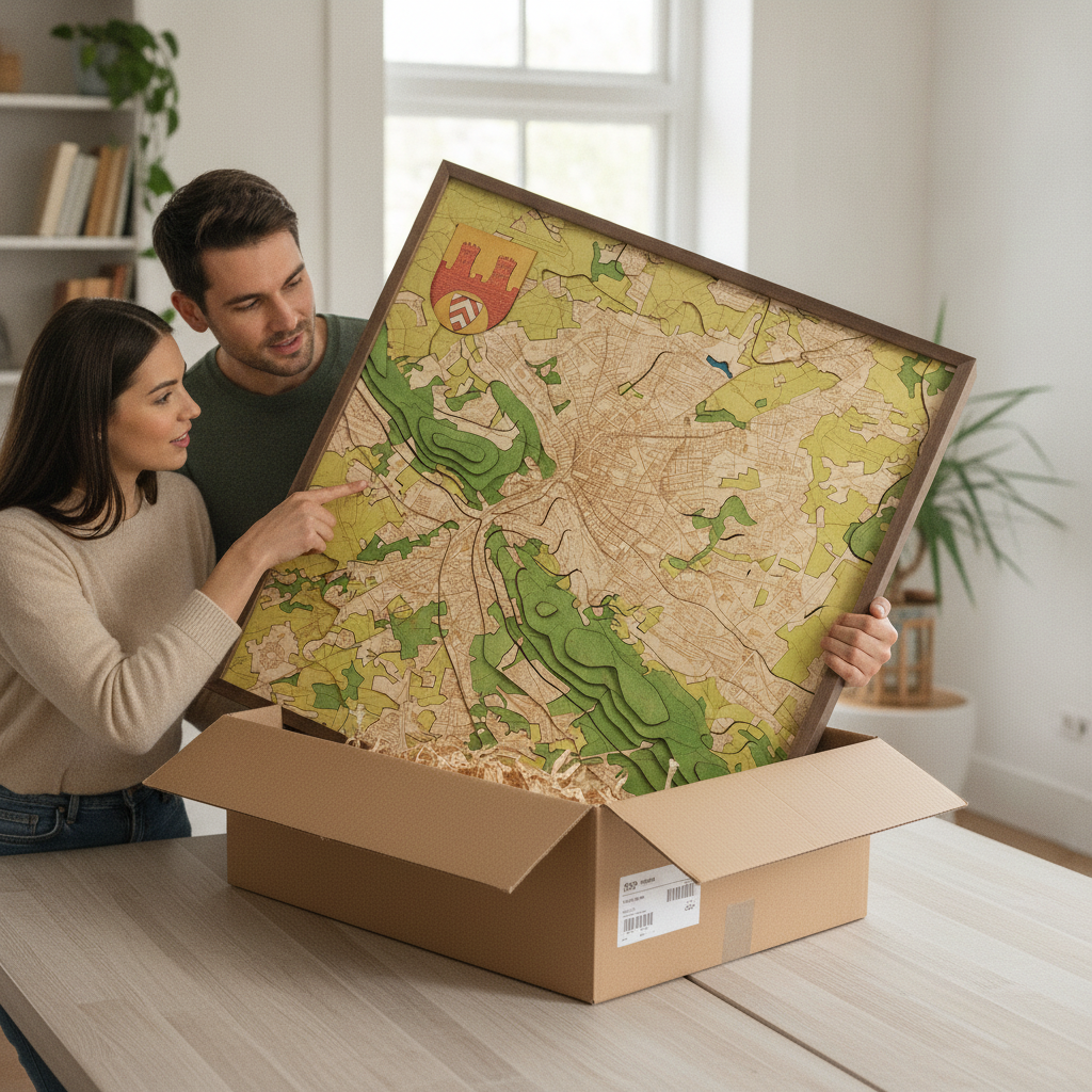 BIELEFELD 3D WOODEN WALL MAP - Version L