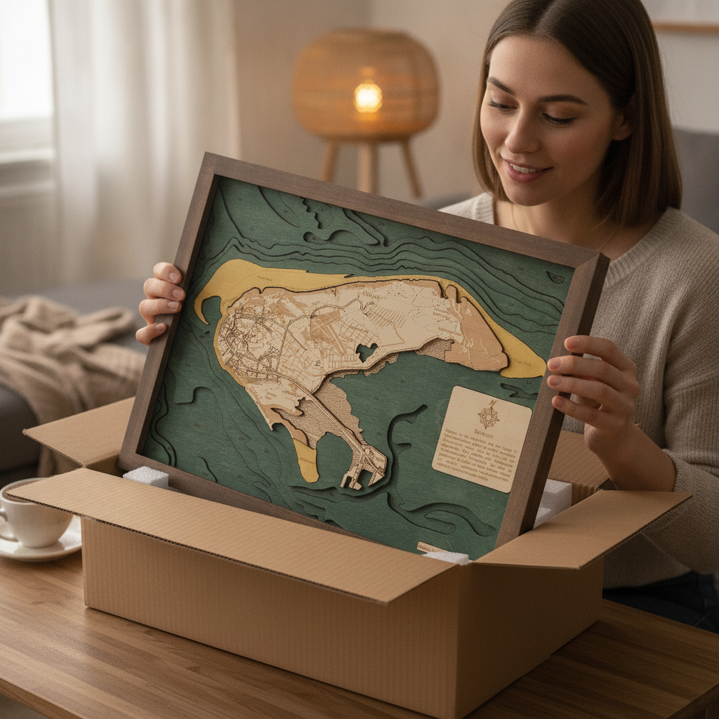 BORKUM 3D WOODEN WALL MAP - Version S