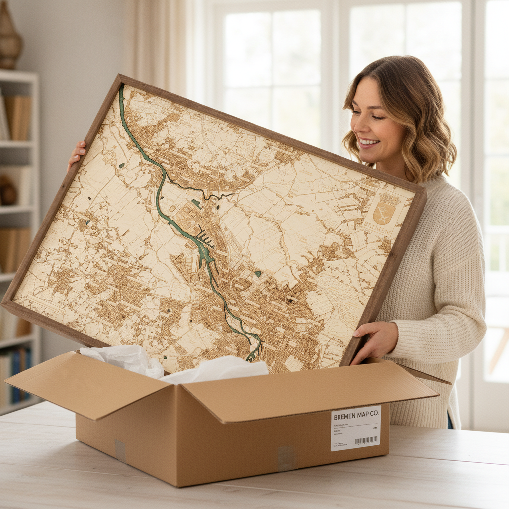 BREMEN 3D WOODEN WALL MAP - Version L
