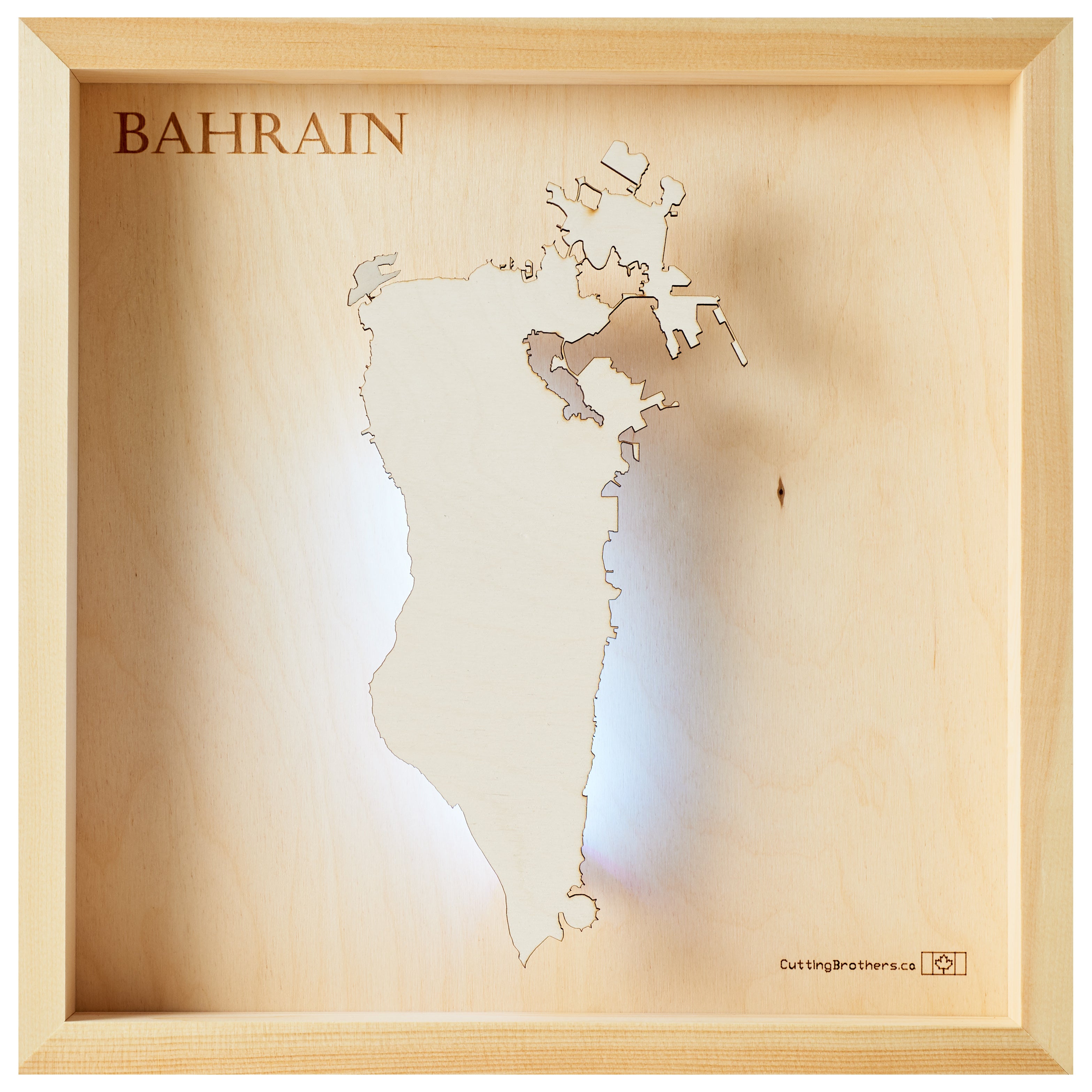 BAHRAIN LIGHT WOODEN LED MAP - Version S