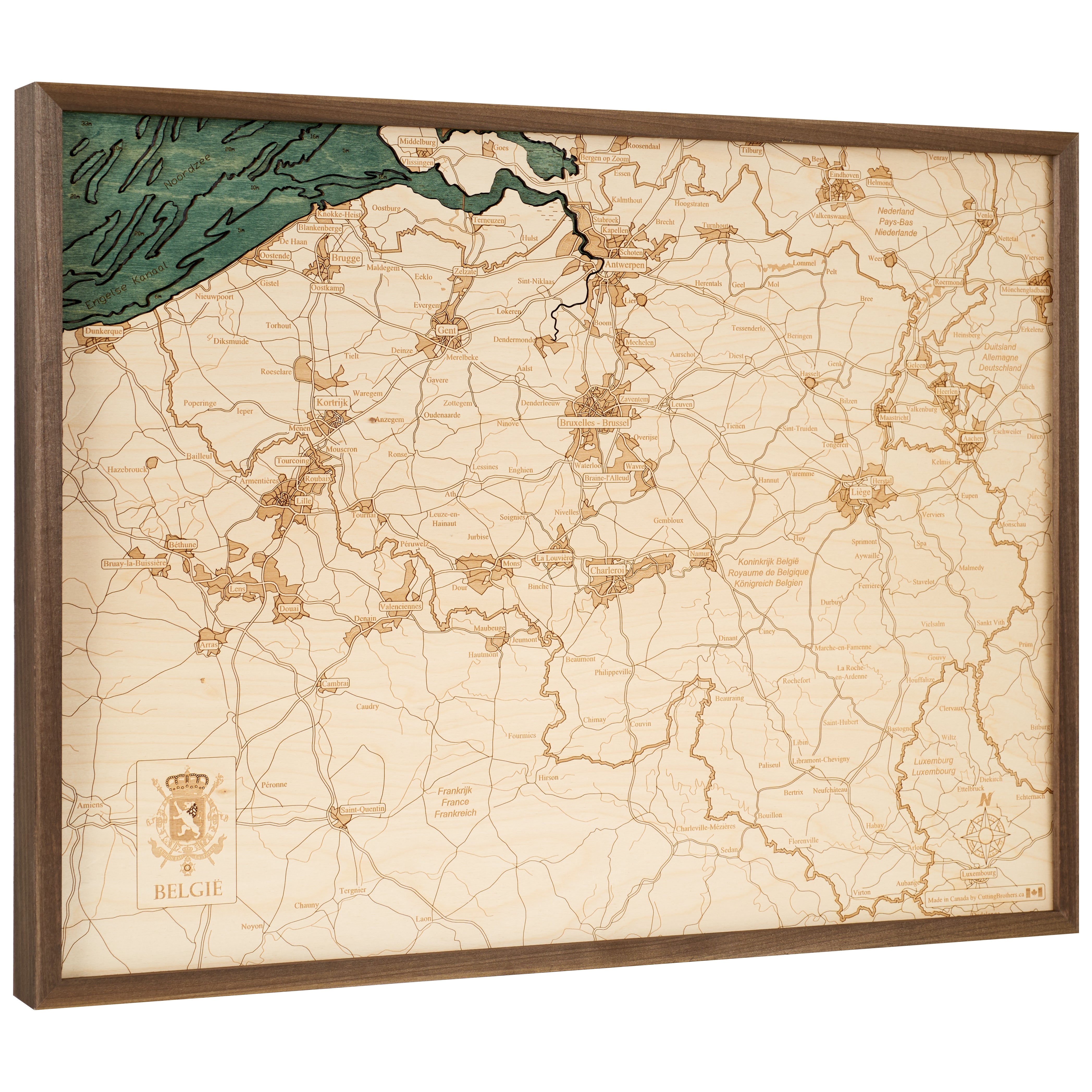 BELGIUM 3D WOODEN WALL MAP - Version L