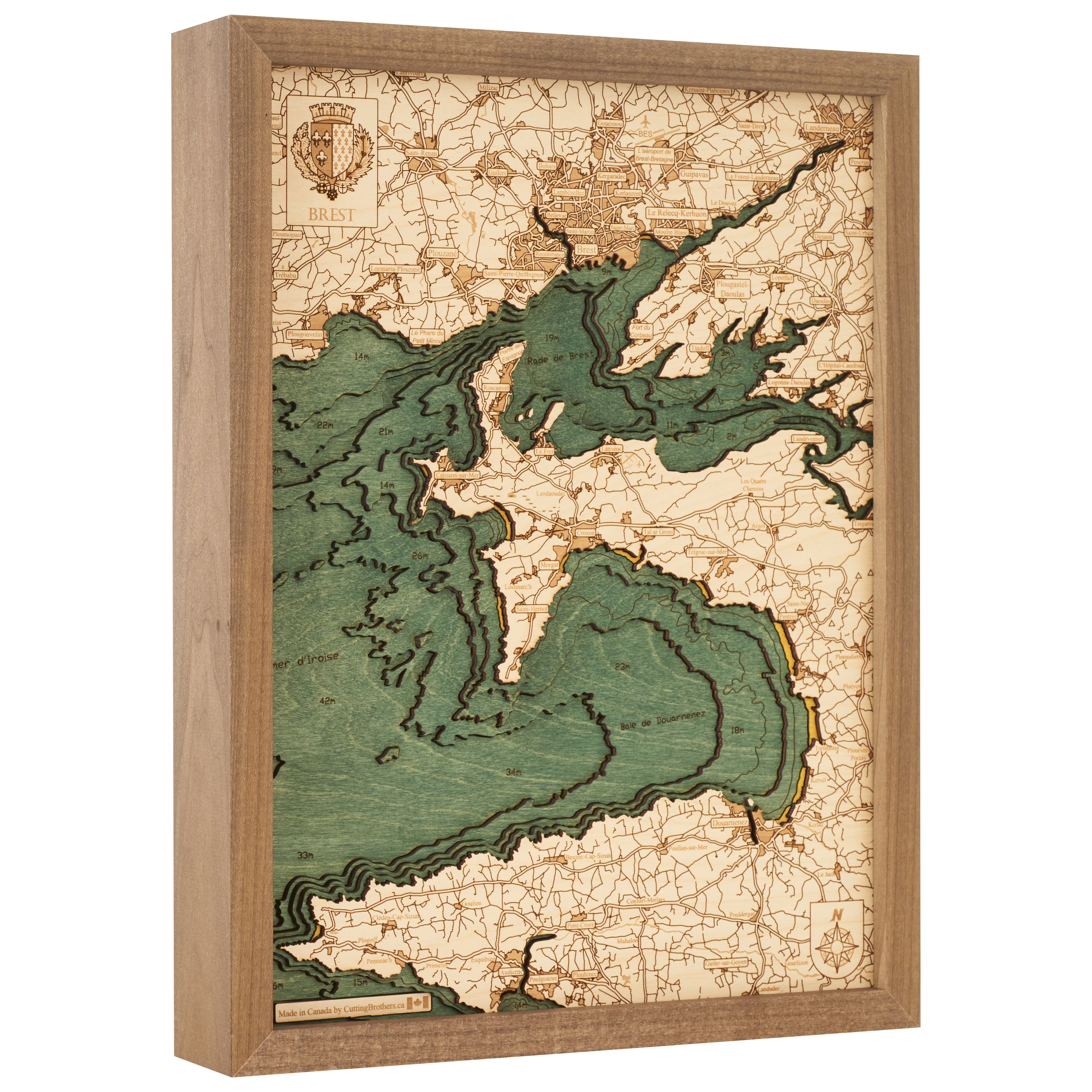 BREST 3D WOODEN WALL MAP - Version S