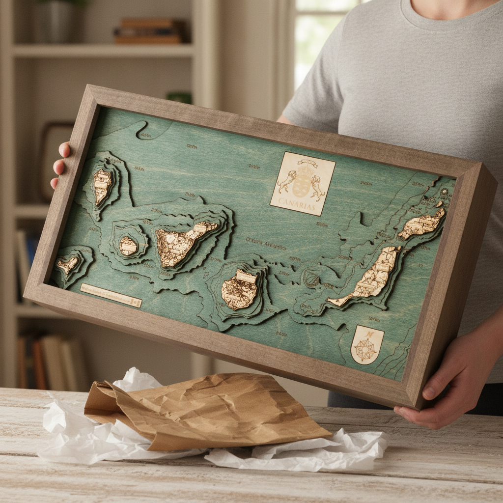 CANARY ISLANDS 3D WOODEN WALL MAP - Version S