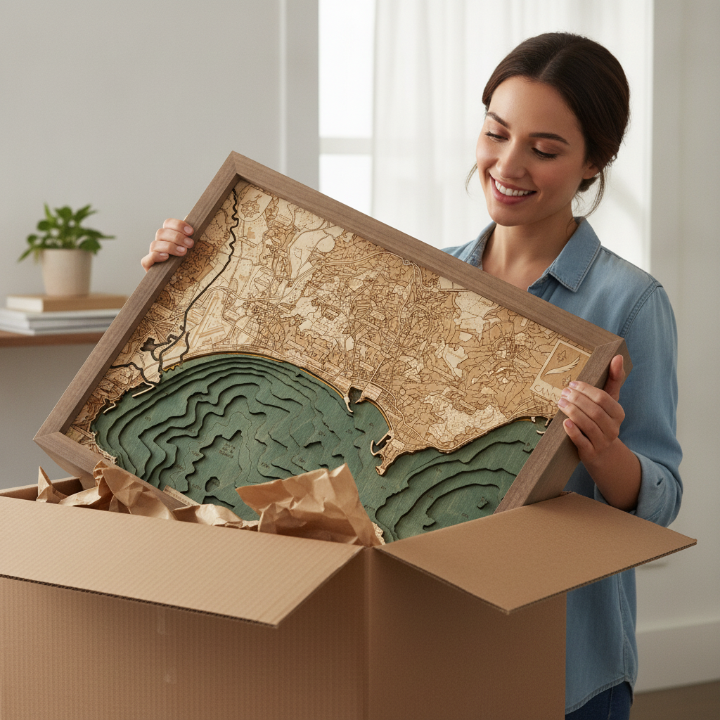 CANNES 3D WOODEN WALL MAP - Version S