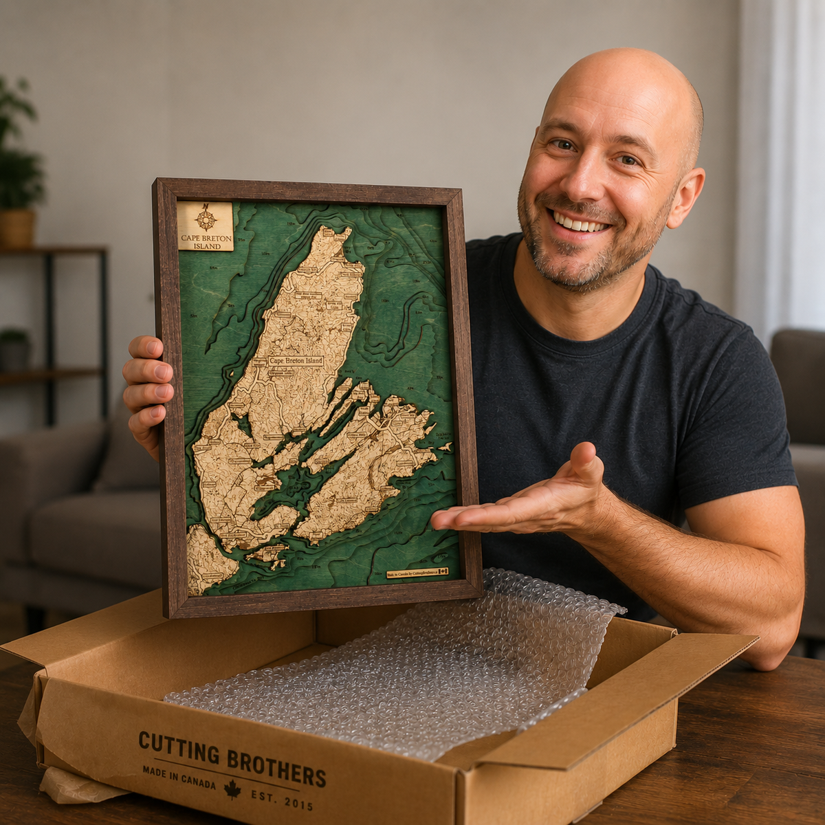 CAPE BRETON ISLAND 3D WOODEN WALL MAP - Version S