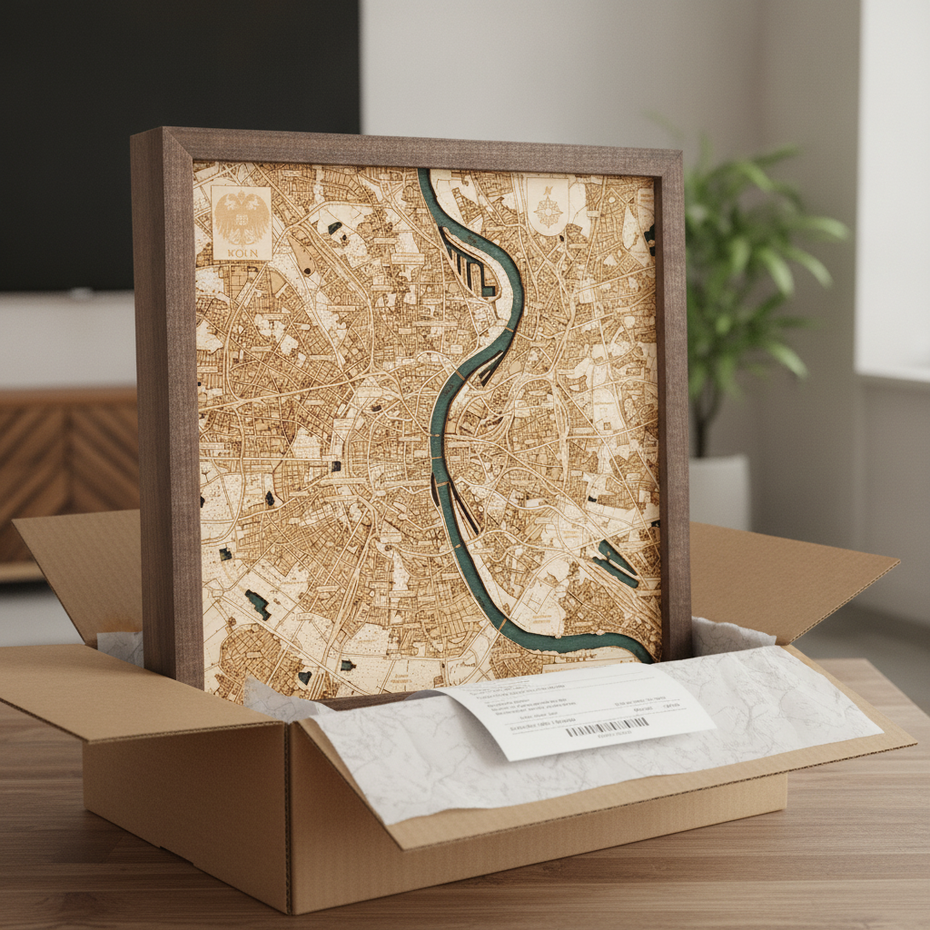 COLOGNE 3D WOODEN WALL MAP - Version S