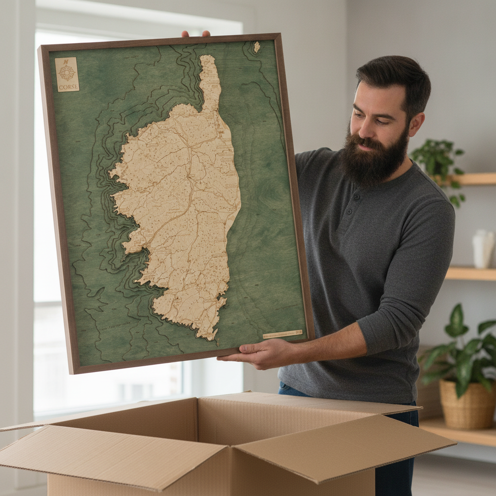 CORSICA 3D WOODEN WALL MAP - Version L