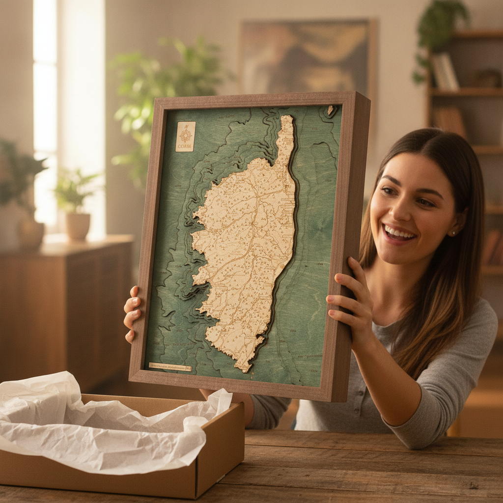CORSICA 3D WOODEN WALL MAP - Version S