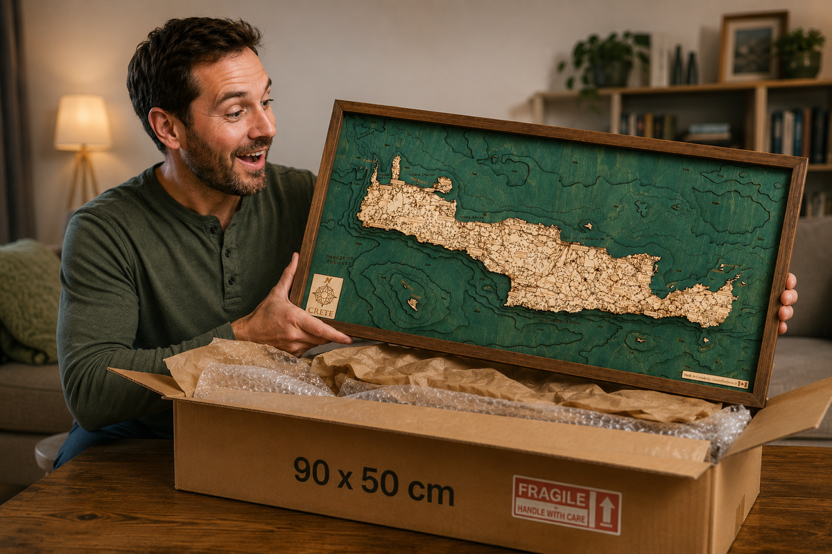 CRETE - 3D WOODEN WALL MAP - Version M