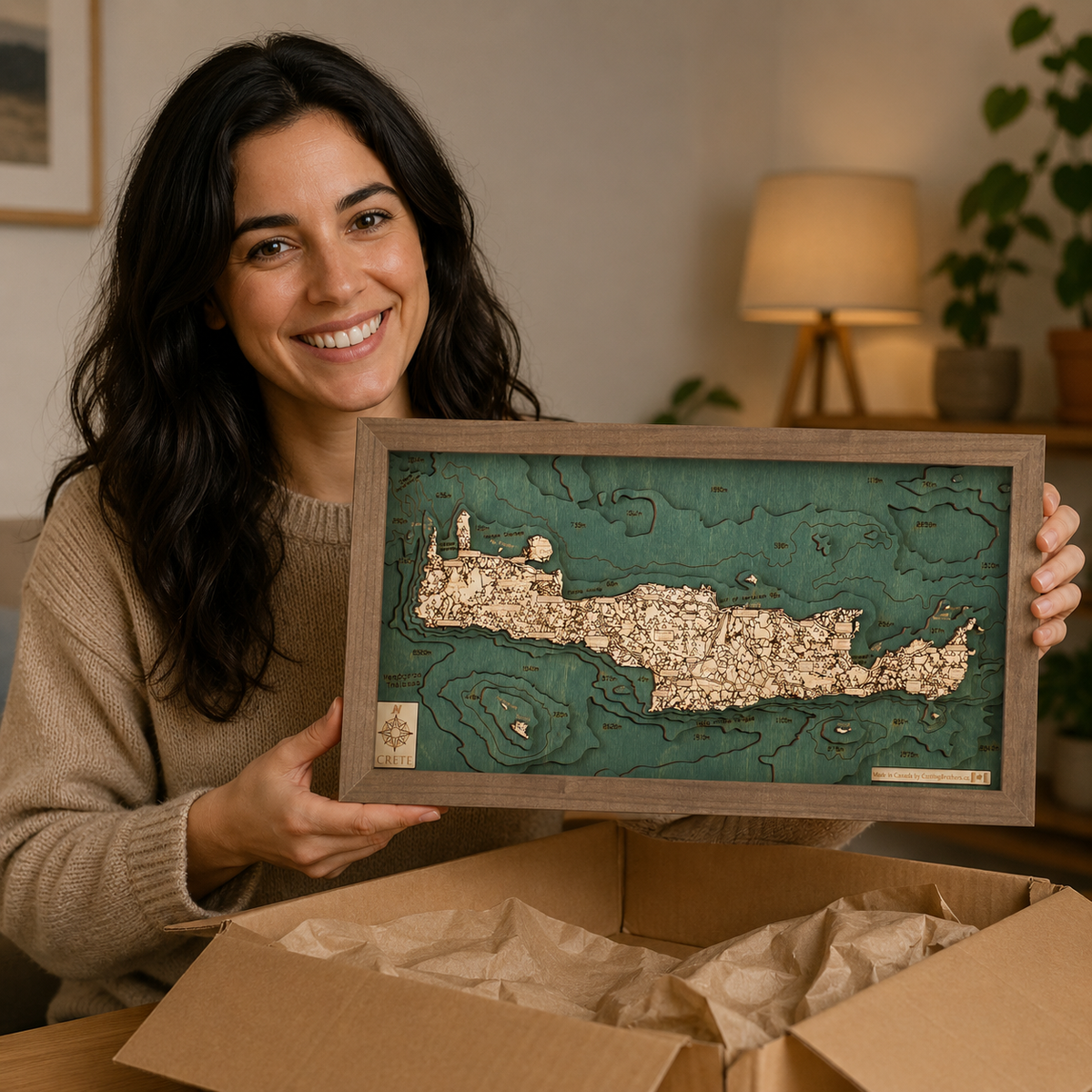 CRETE - 3D WOODEN WALL MAP - Version S