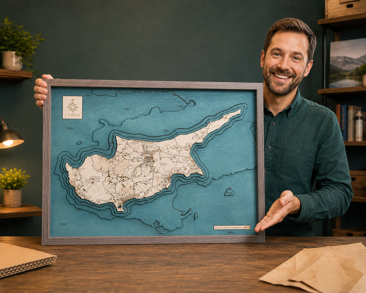 CYPRUS 3D WOODEN WALL MAP - Version L