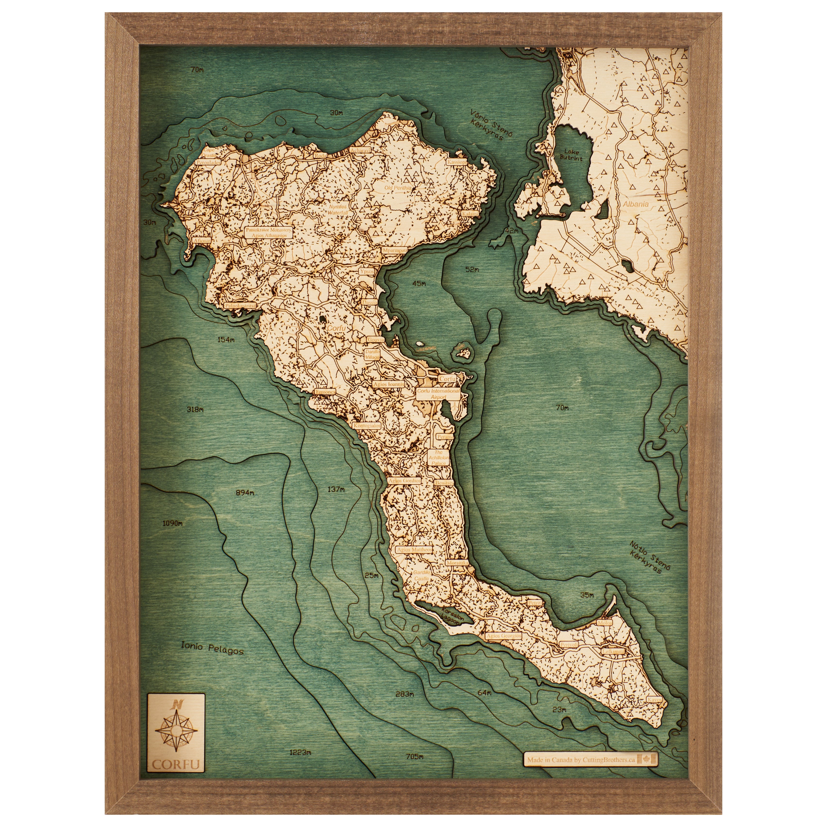 CORFU - 3D WOODEN WALL MAP - Version S