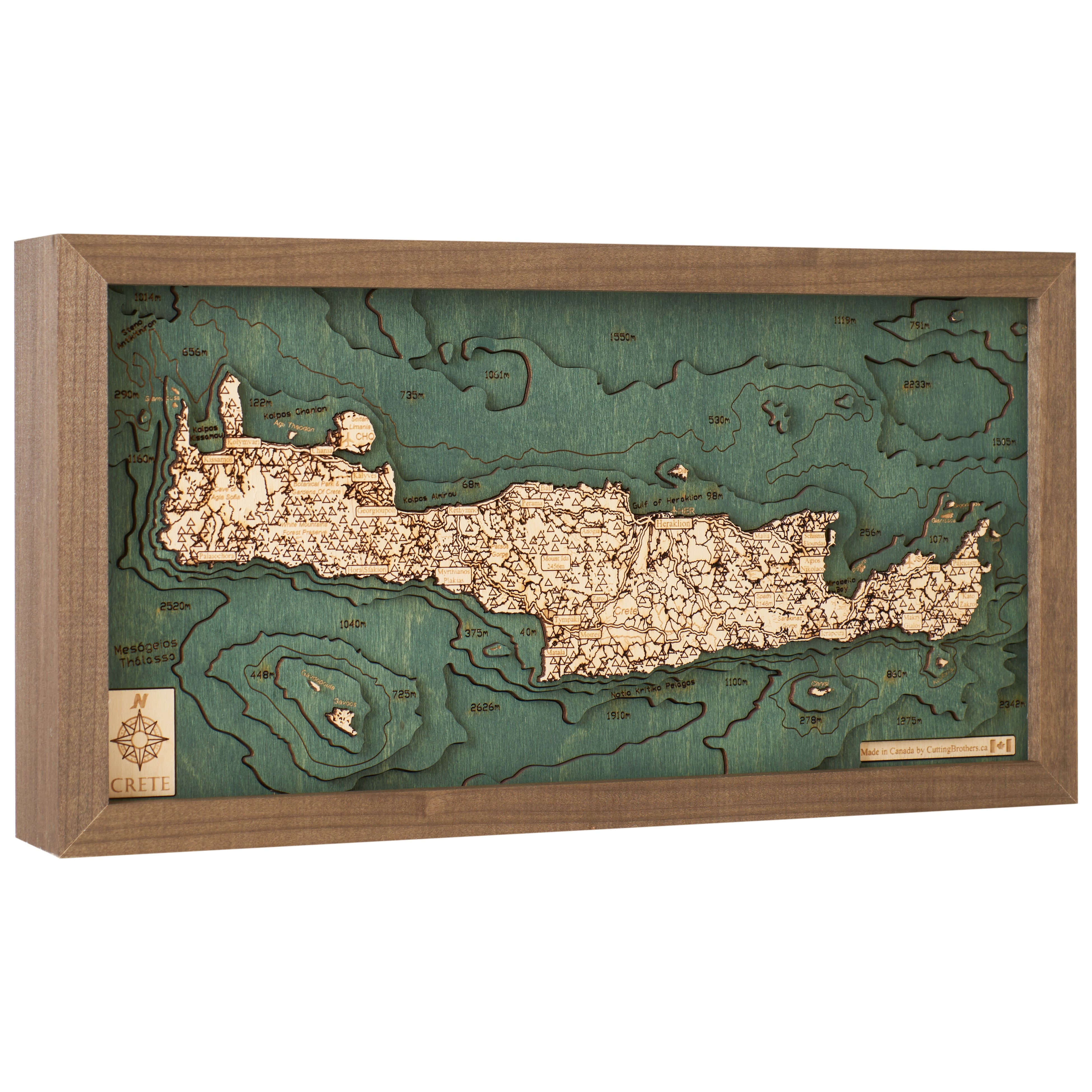 CRETE - 3D WOODEN WALL MAP - Version S