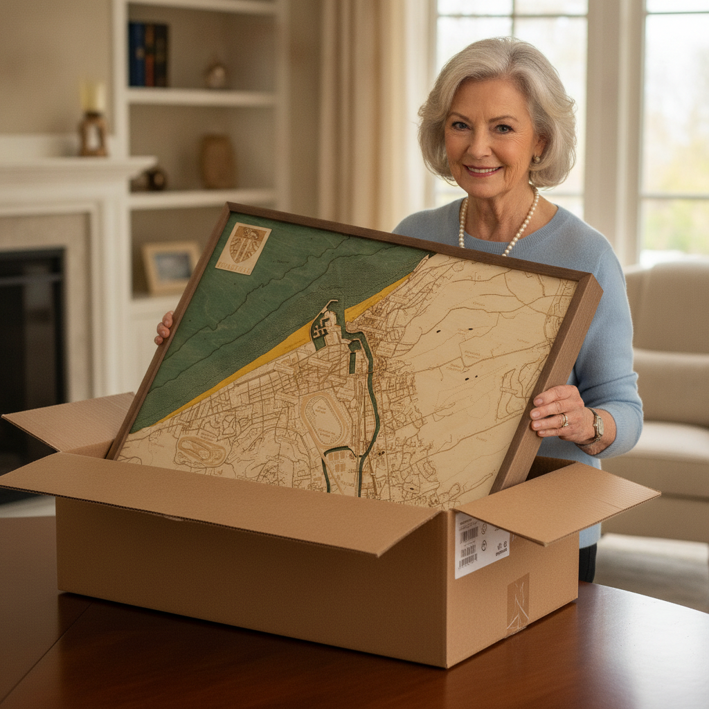 DEAUVILLE 3D WOODEN WALL MAP - Version L