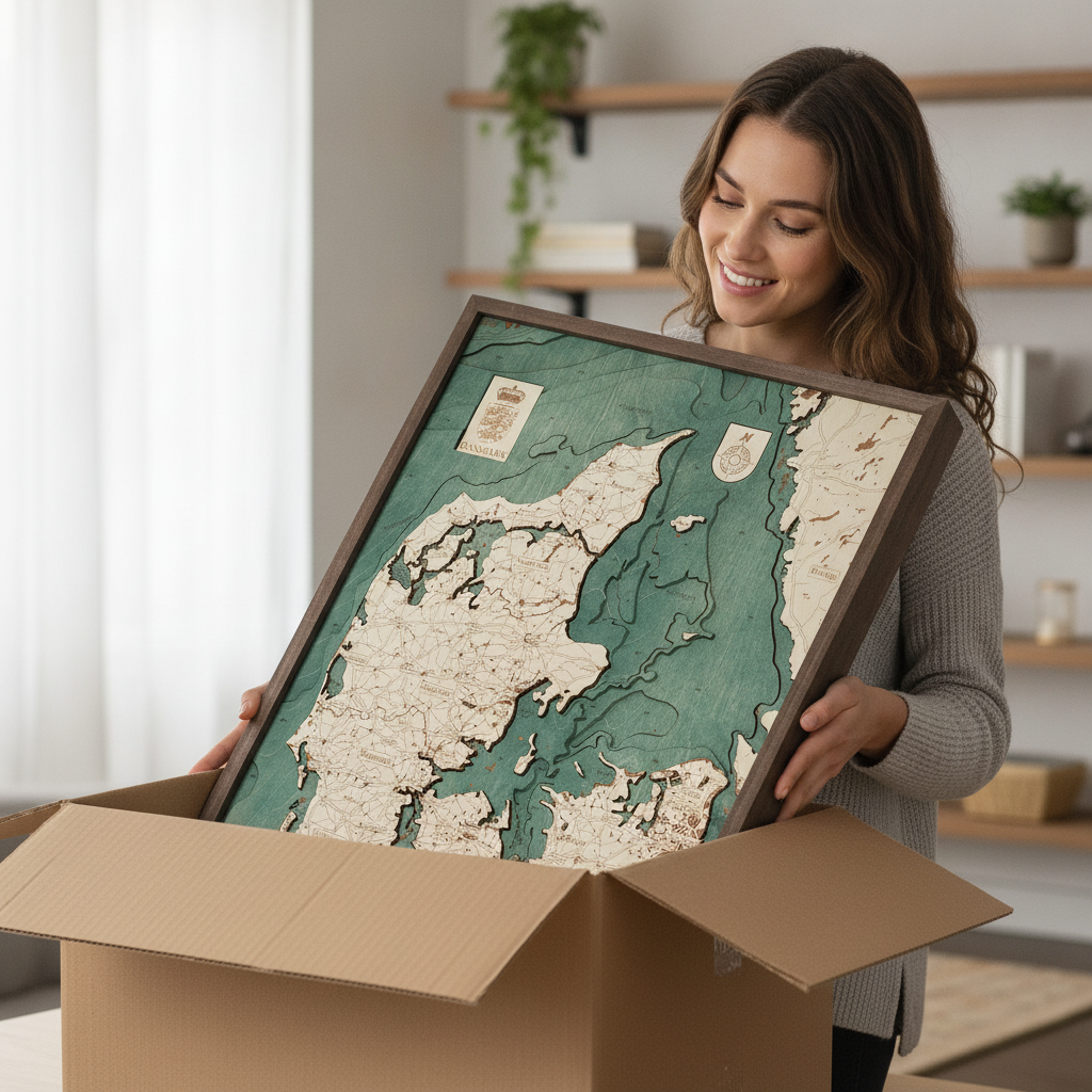 DENMARK 3D WOODEN WALL MAP - Version L