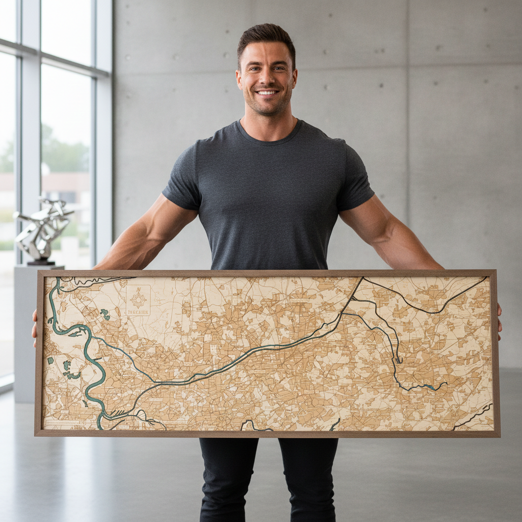 EMSCHER 3D WOODEN WALL MAP - Version XL