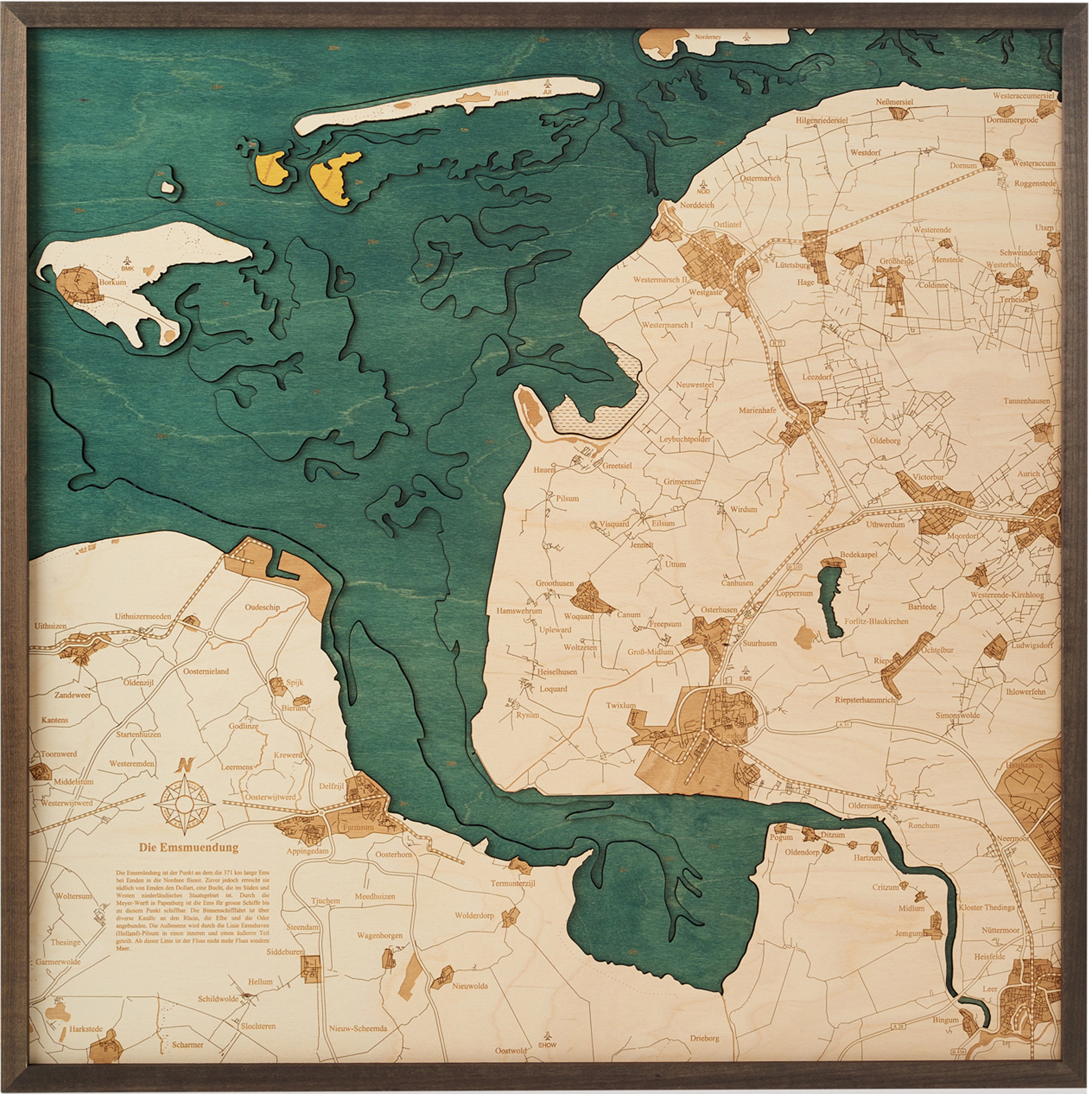 EMS ESTUARY 3D WOODEN WALL MAP - Version L