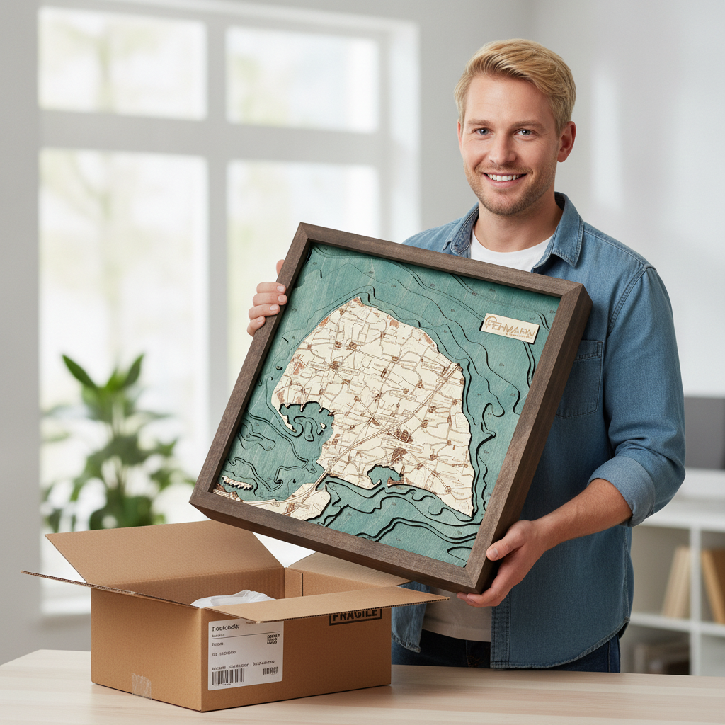 FEHMARN 3D WOODEN WALL MAP - Version S