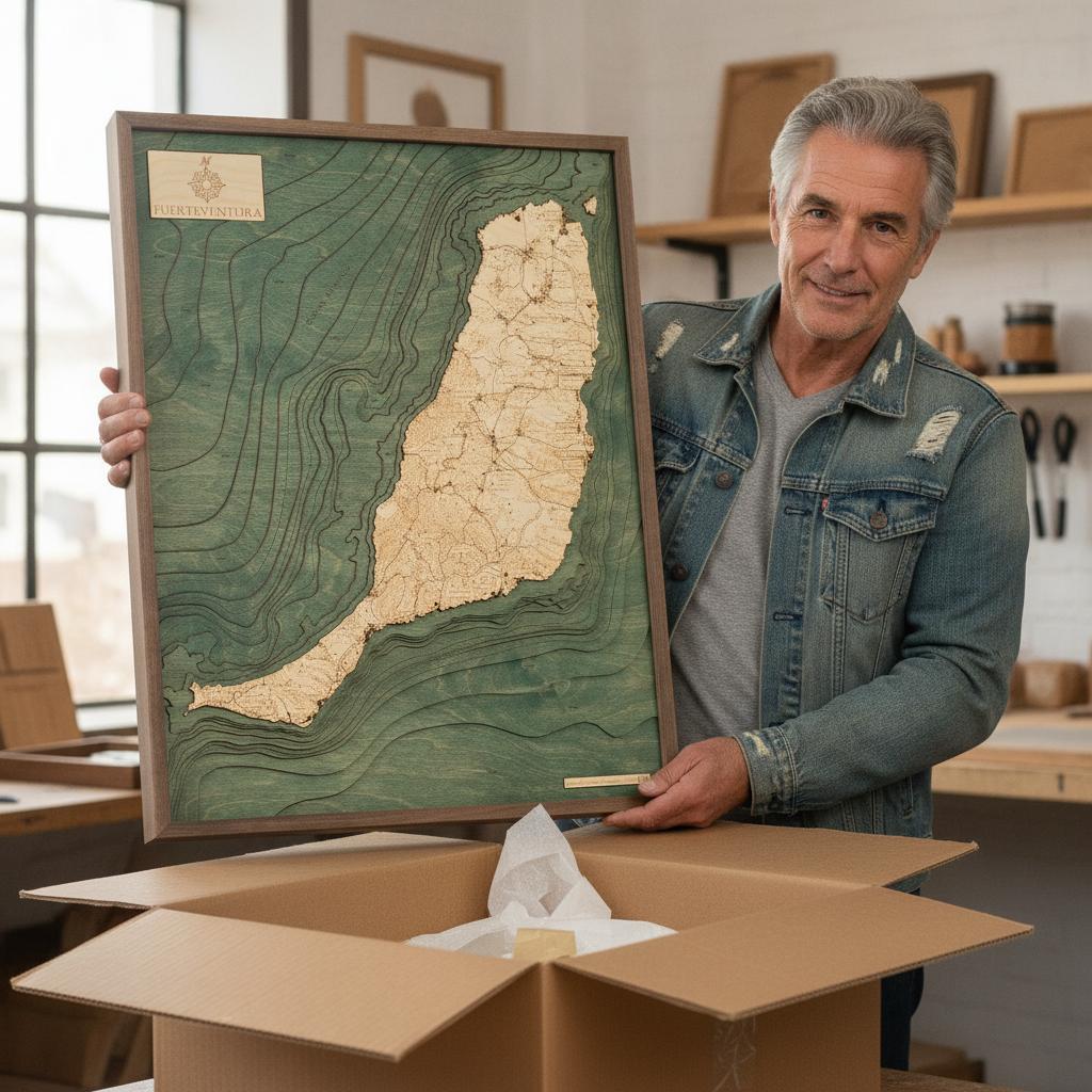 FUERTEVENTURA 3D WOODEN WALL MAP - Version L