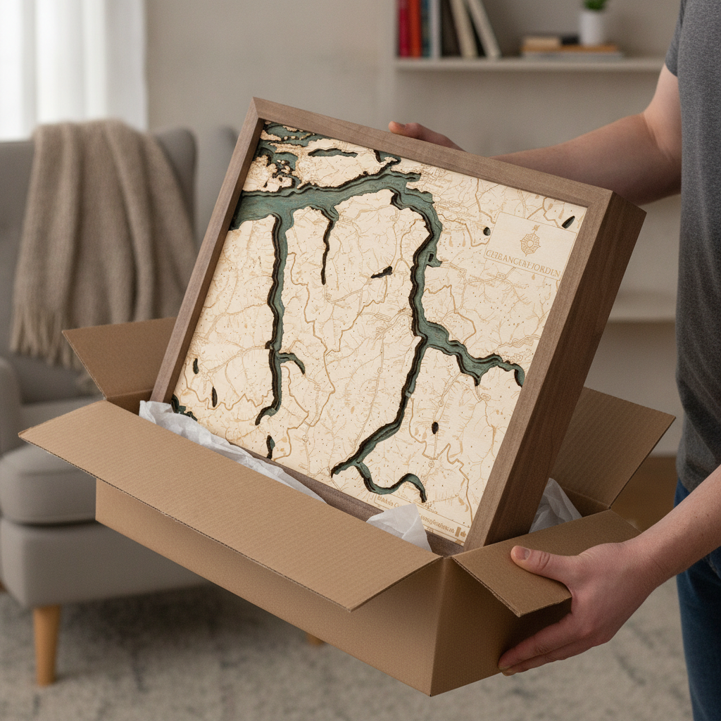 GEIRANGER FJORD 3D WOODEN WALL MAP - Version S