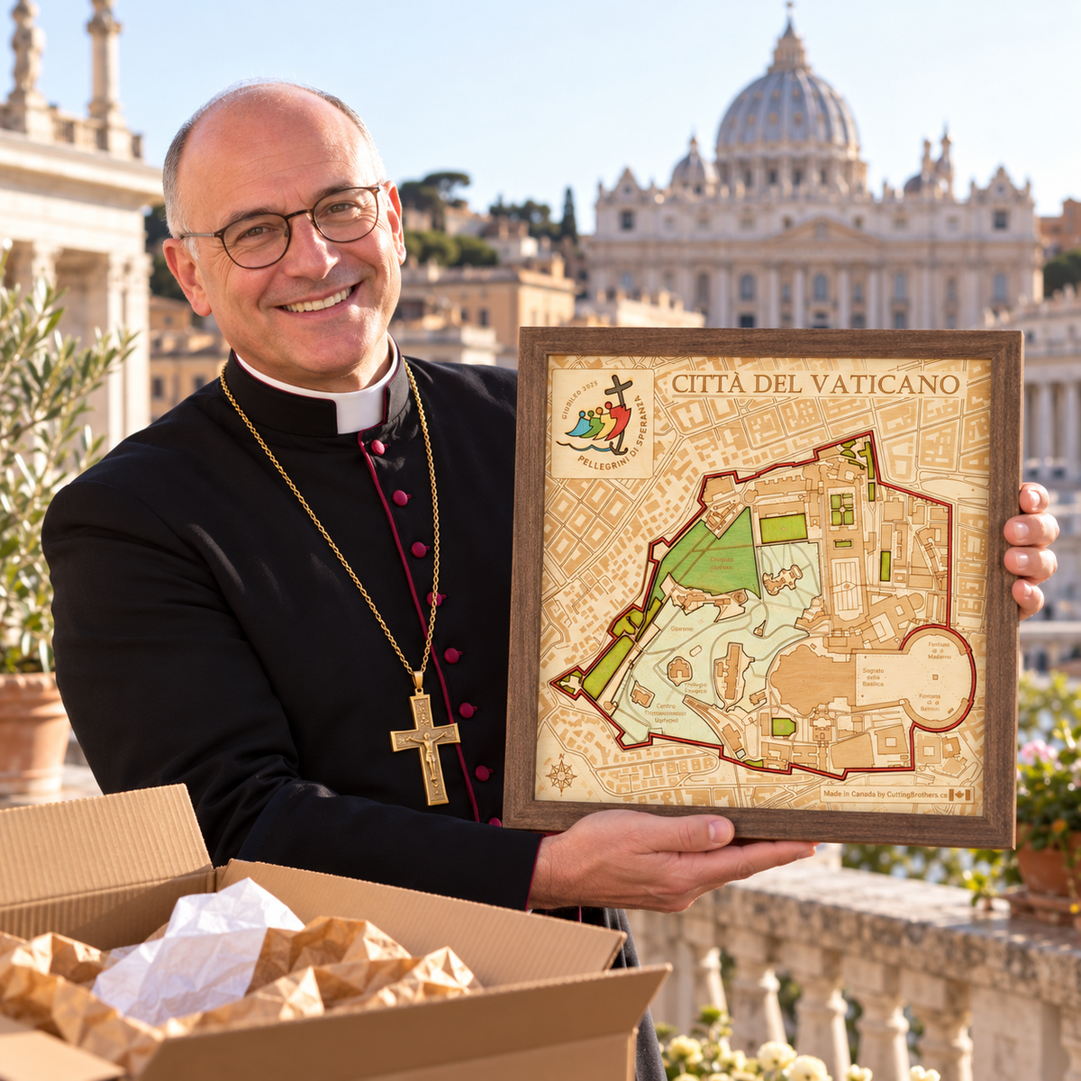 JUBILEE 2025 - VATICAN 3D WOODEN WALL MAP - Version S