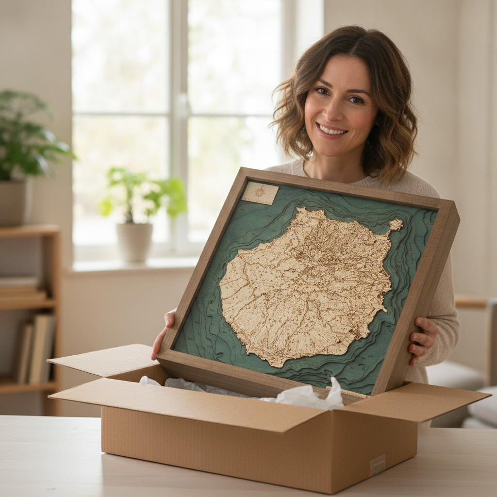 GRAN CANARIA 3D WOODEN WALL MAP - Version S