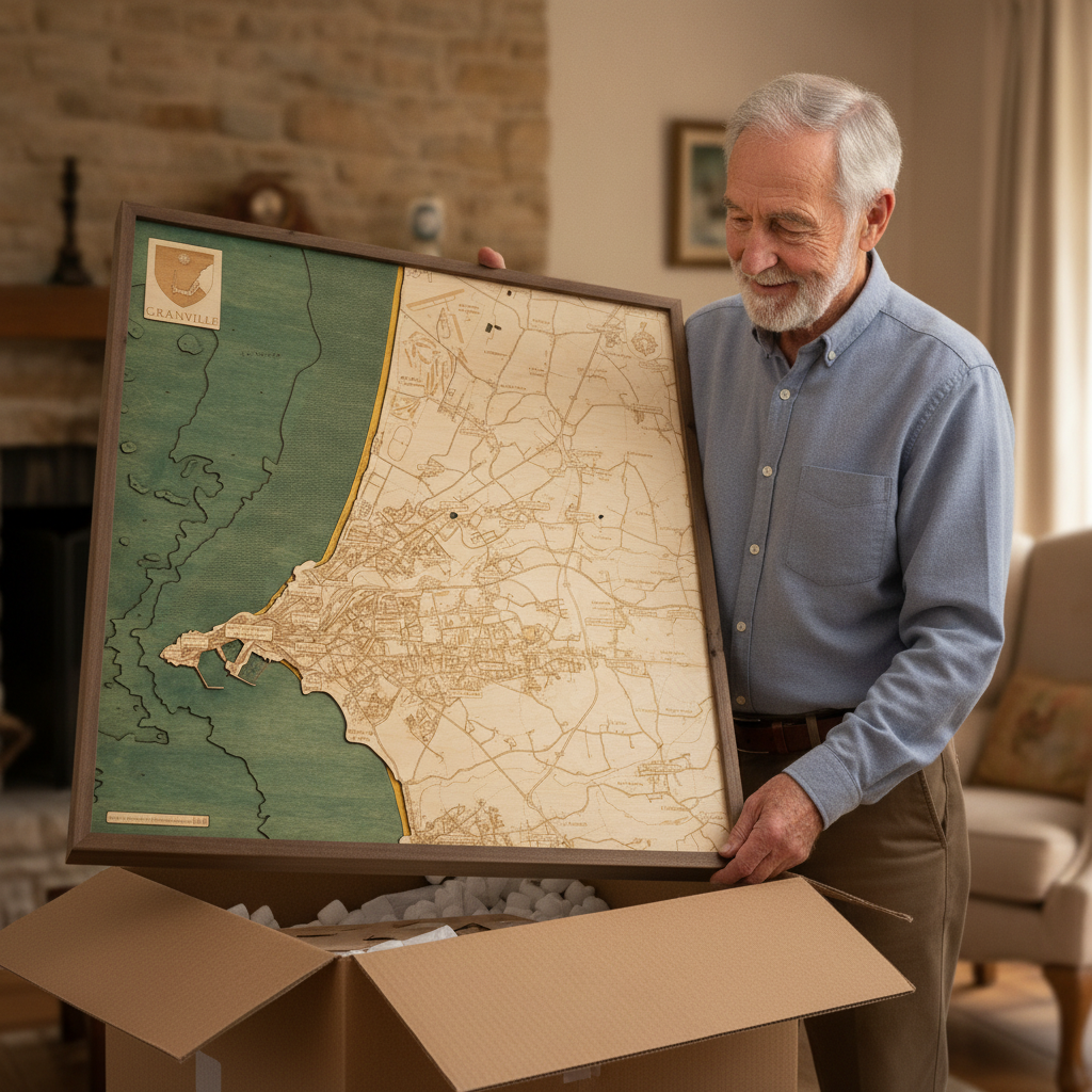 GRANVILLE 3D WOODEN WALL MAP - Version L