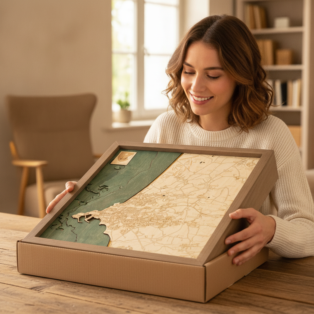 GRANVILLE 3D WOODEN WALL MAP - Version S