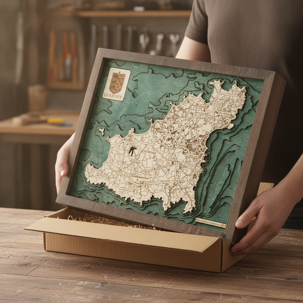 GUERNSEY 3D WOODEN WALL MAP - Version S