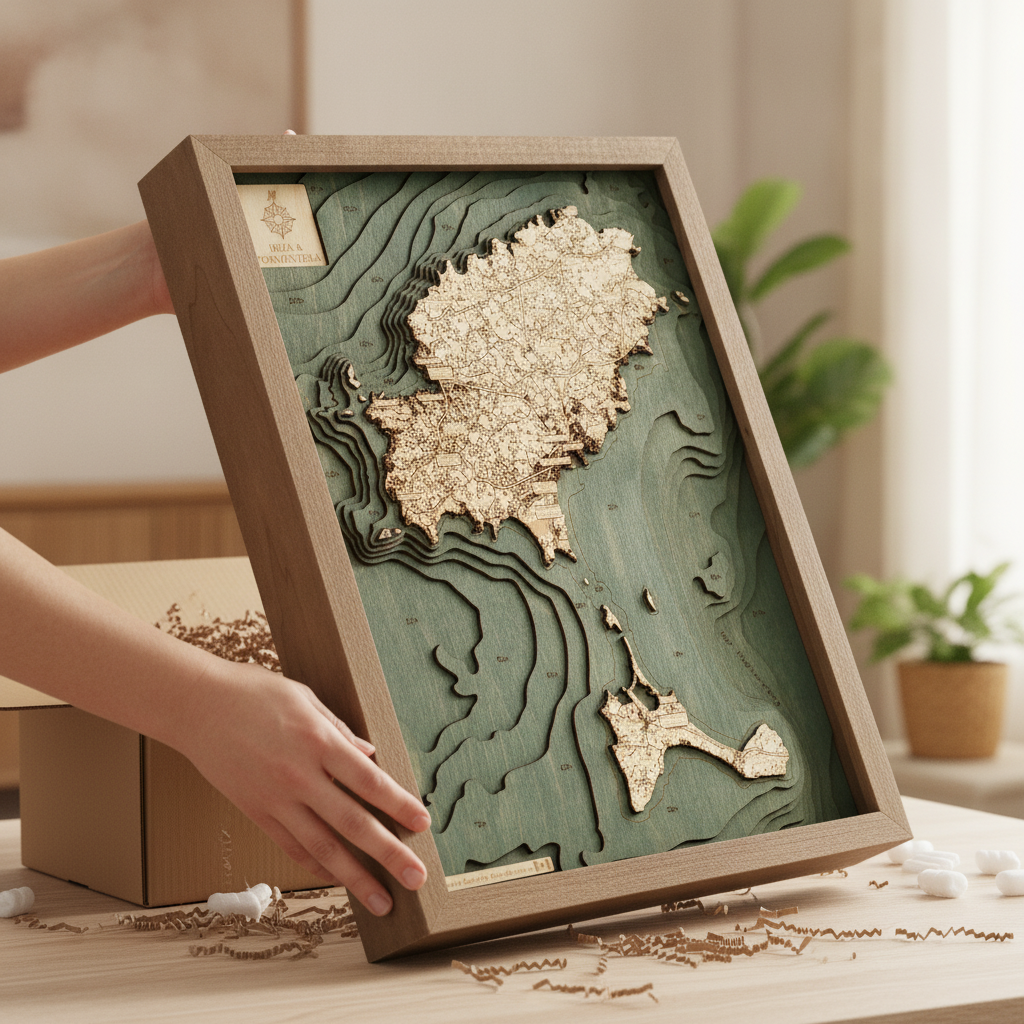 IBIZA WOODEN WALL MAP - Version S