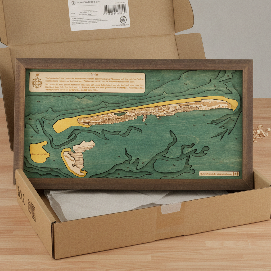 JUIST 3D WOODEN WALL MAP - Version S