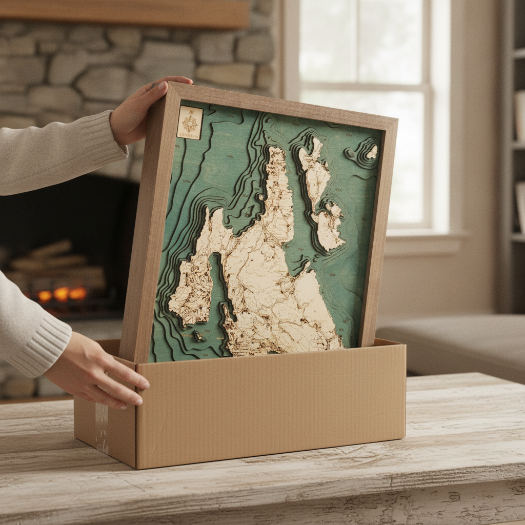 KEFALONIA 3D WOODEN WALL MAP - Version S