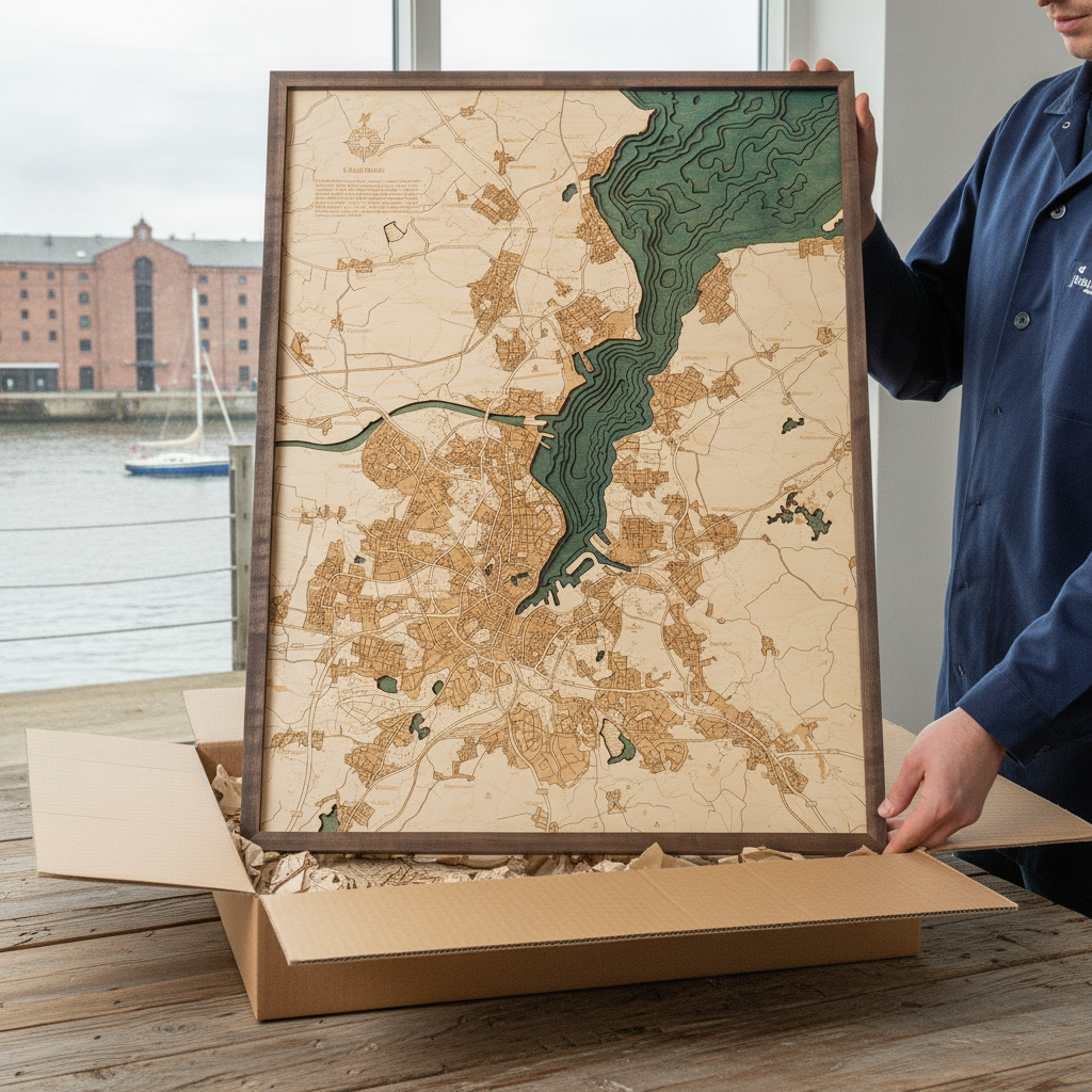 BAY OF KIEL 3D WOODEN WALL MAP - Version L