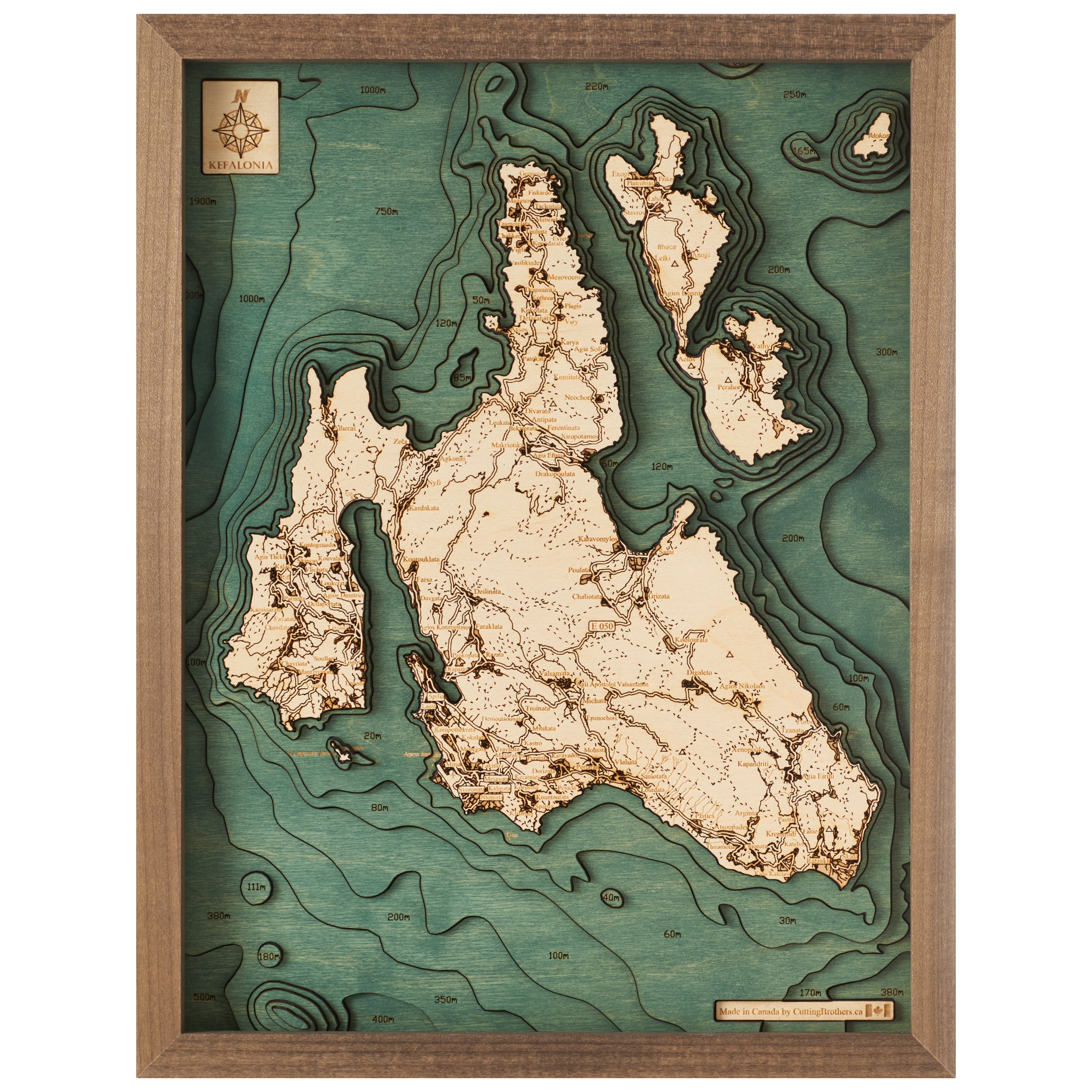 KEFALONIA 3D WOODEN WALL MAP - Version S