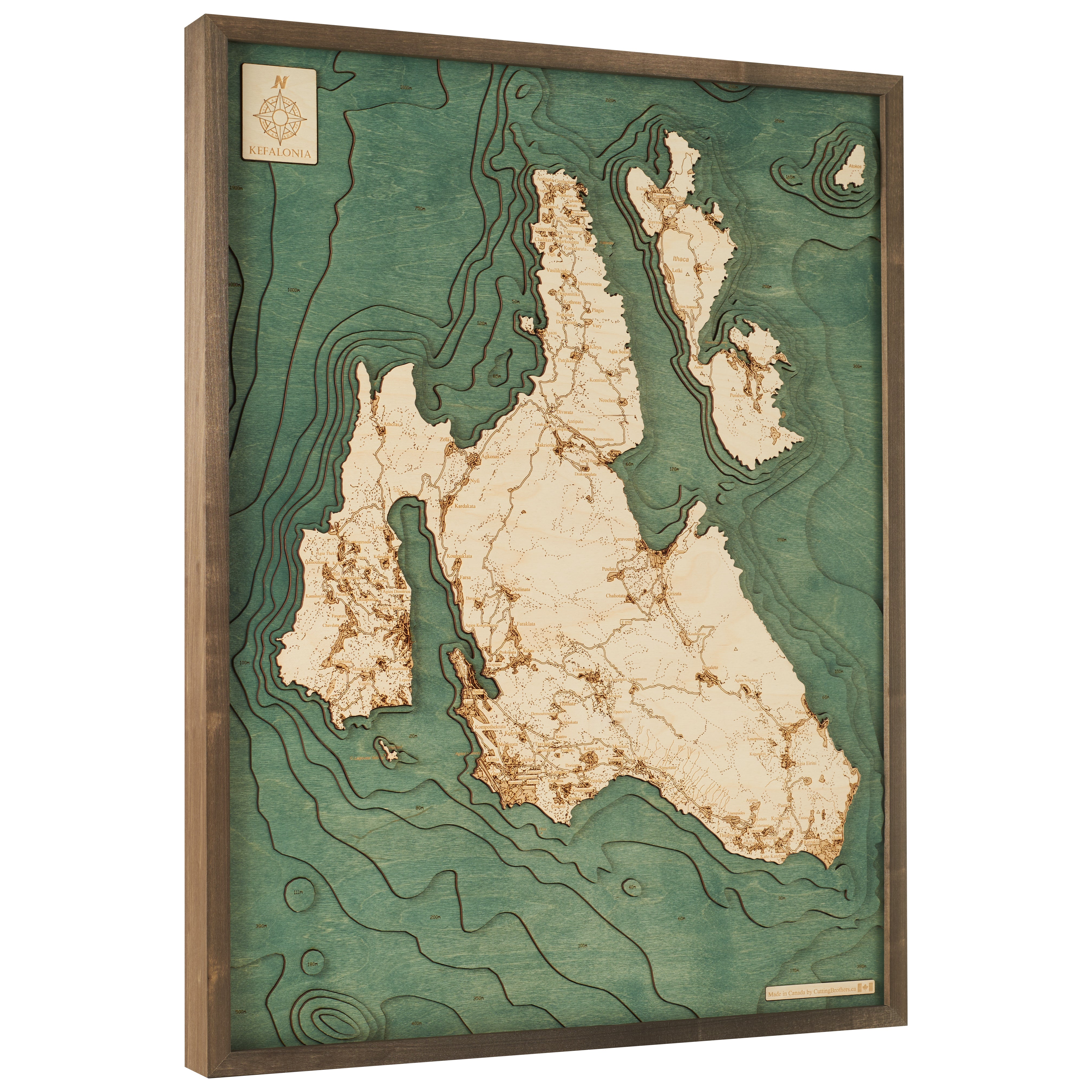 KEFALONIA 3D WOODEN WALL MAP - Version L