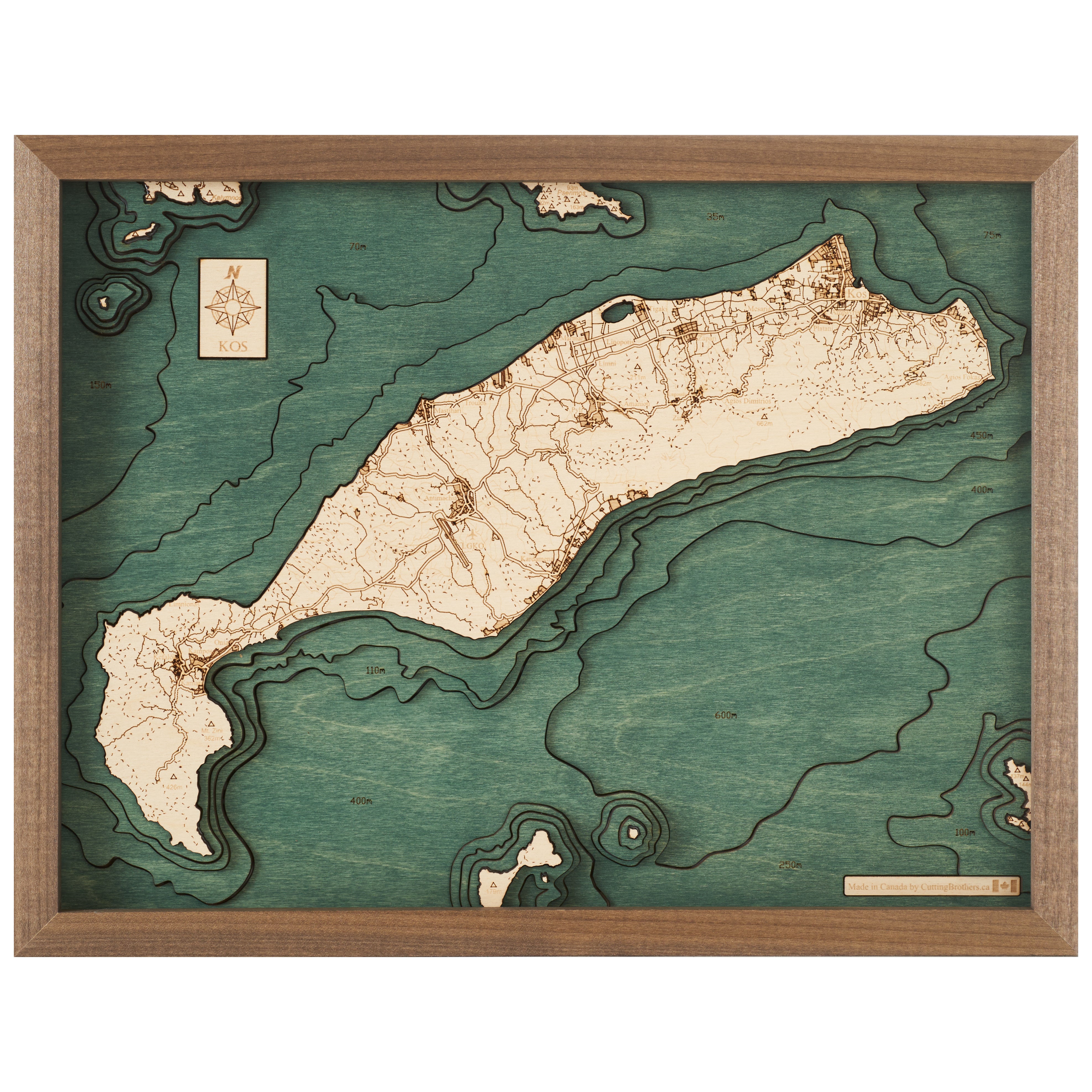 KOS 3D WOODEN WALL MAP - Version S