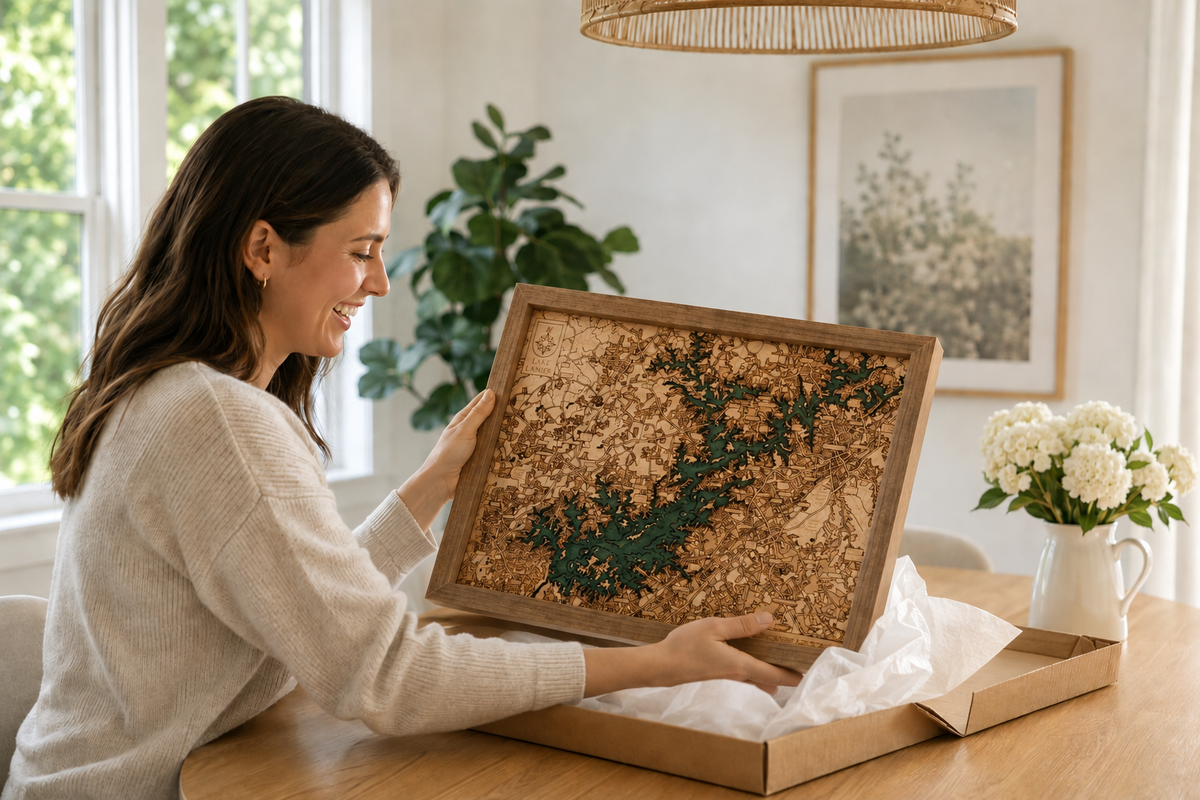 LAKE LANIER 3D WOODEN WALL MAP - Version S