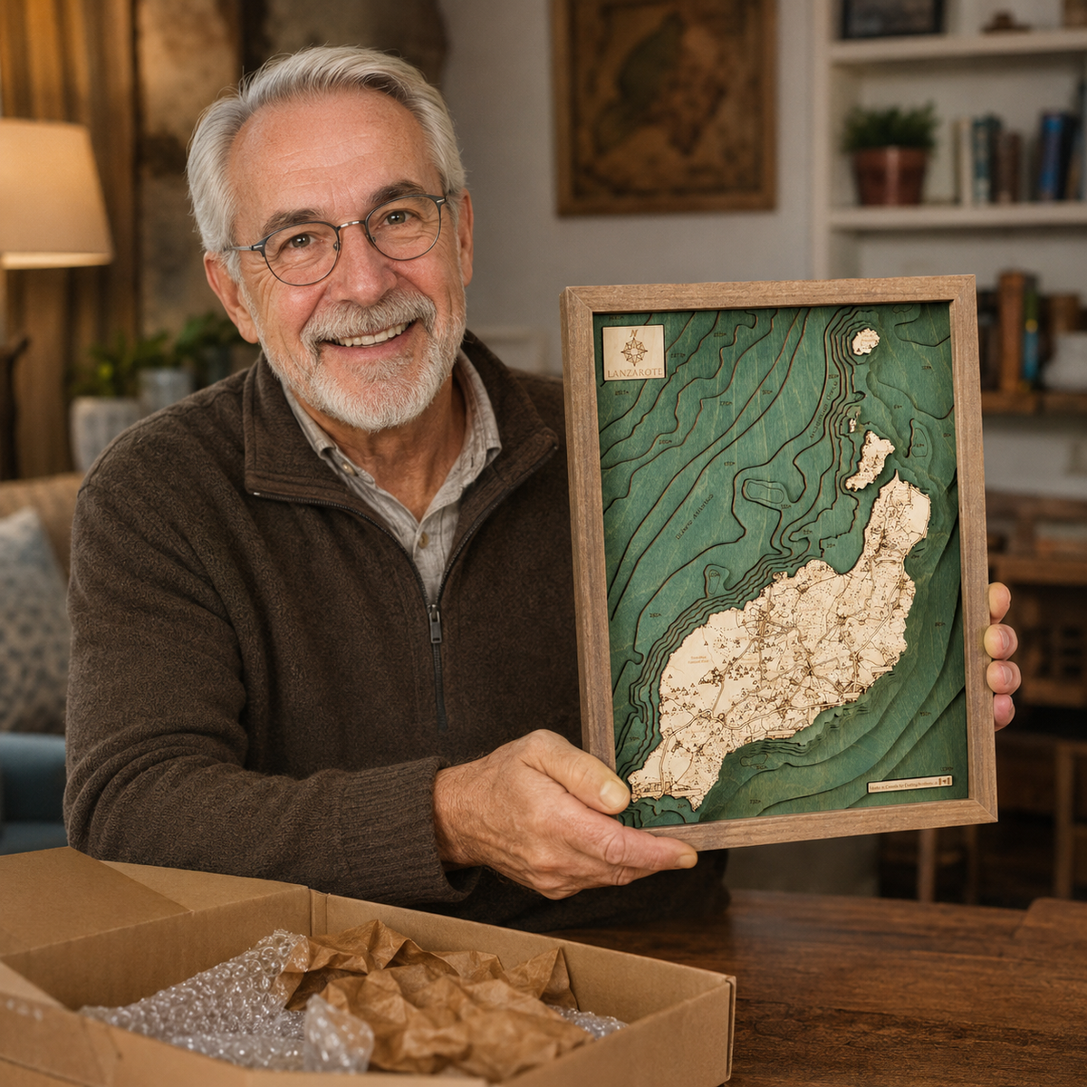 LANZAROTE 3D WOODEN WALL MAP - Version S