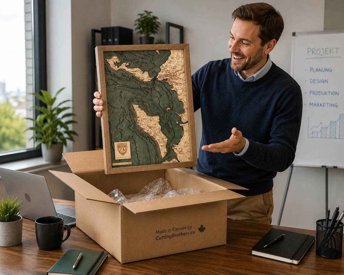 LA ROCHELLE 3D WOODEN WALL MAP - Version S