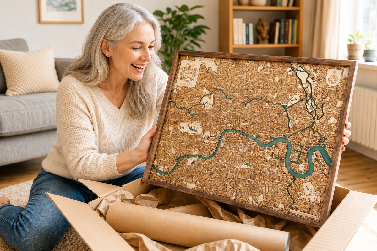 LONDON 3D WOODEN WALL MAP - Version L