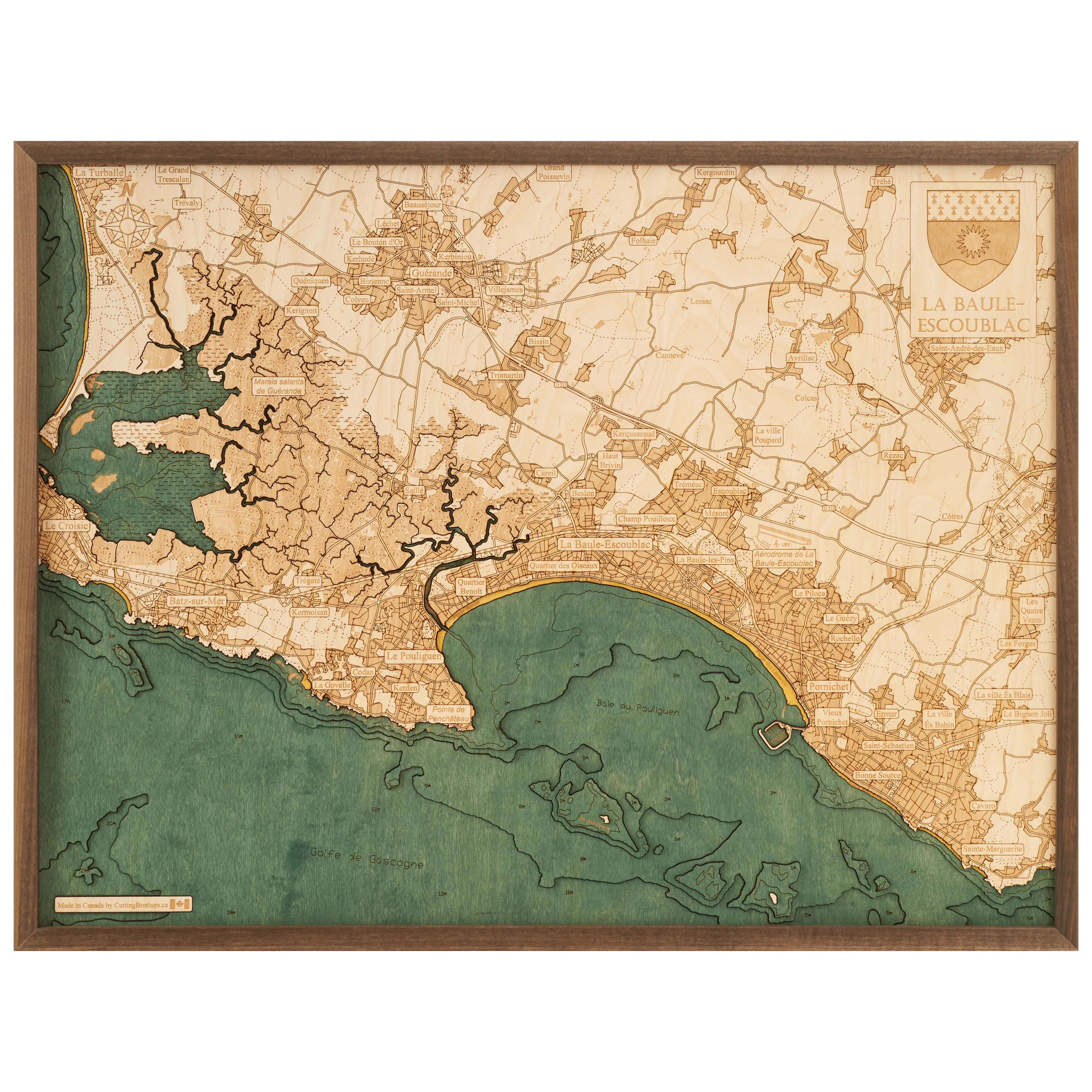 LA BAULE 3D WOODEN WALL MAP - Version L