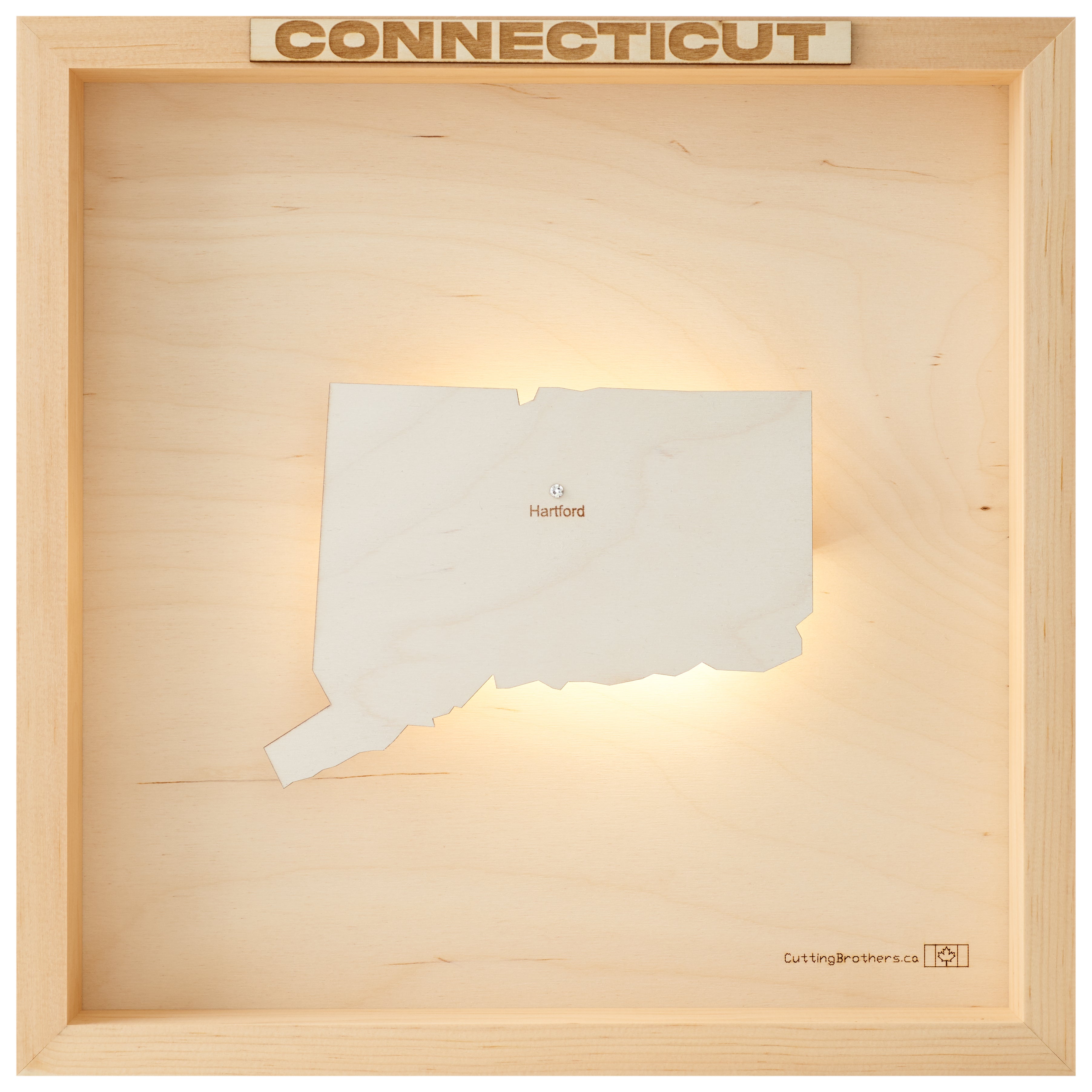CONNETICUT 3D WOODEN WALL MAP - Version S