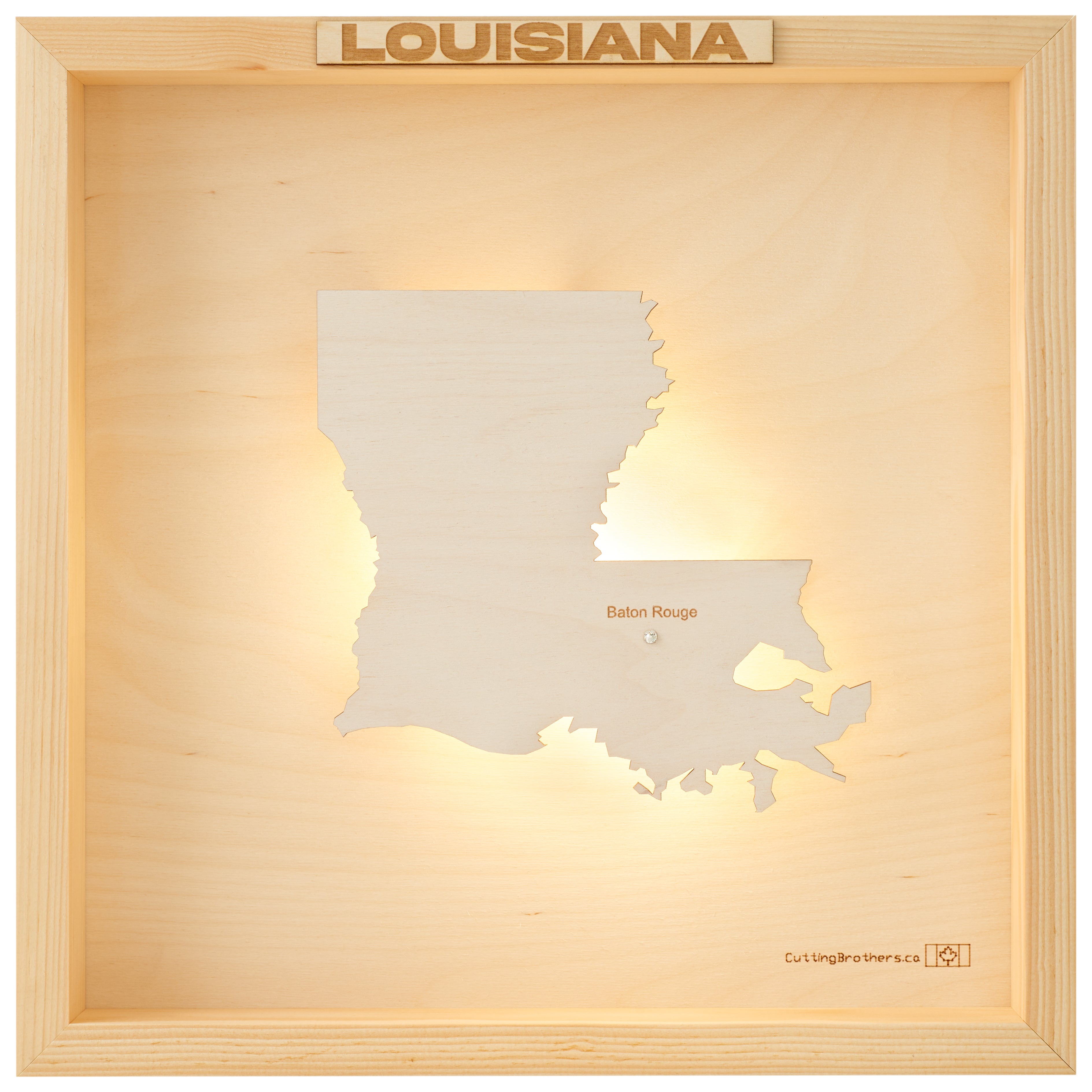 LOUISIANA 3D WOODEN WALL MAP - Version S