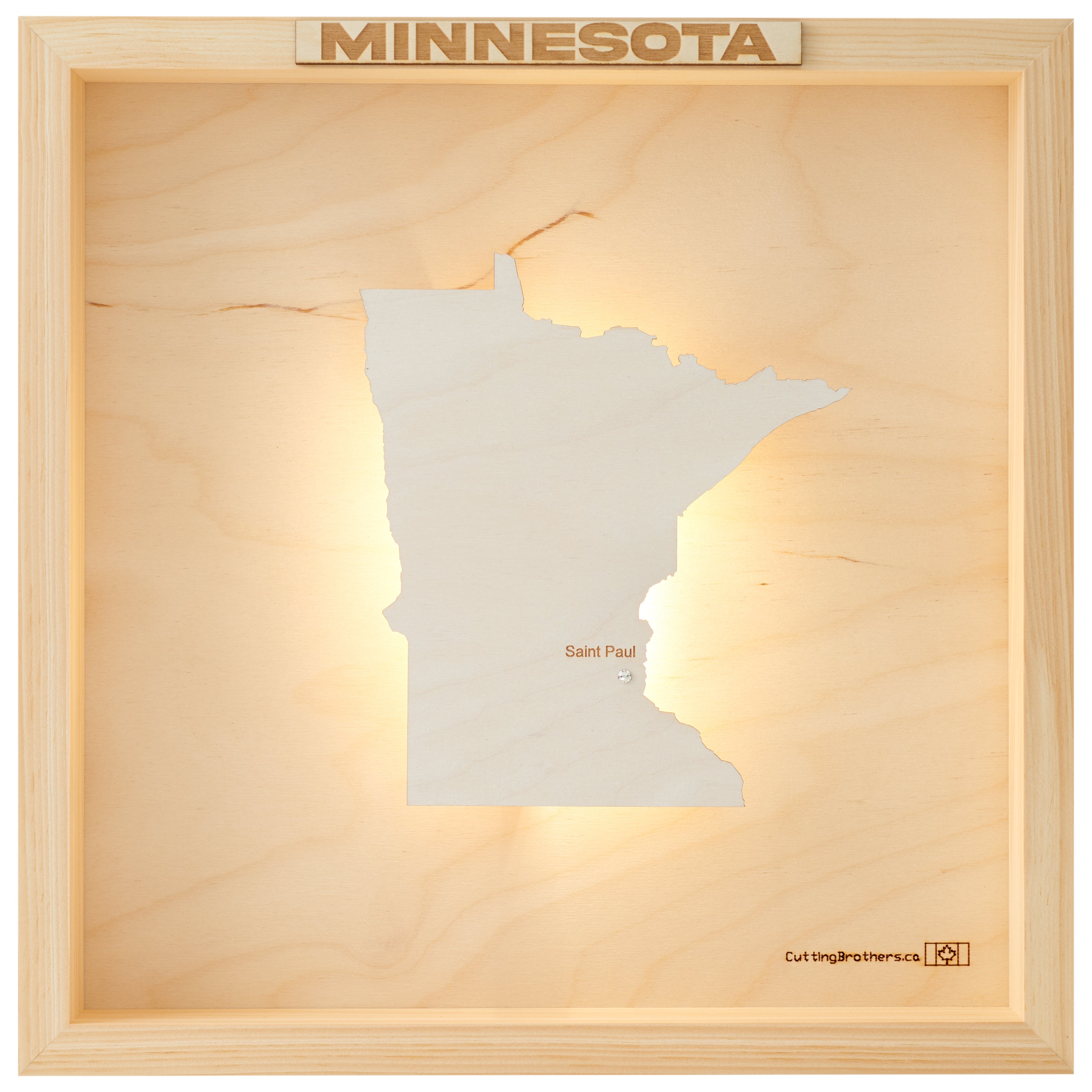 MINNESOTA 3D WOODEN WALL MAP - Version S